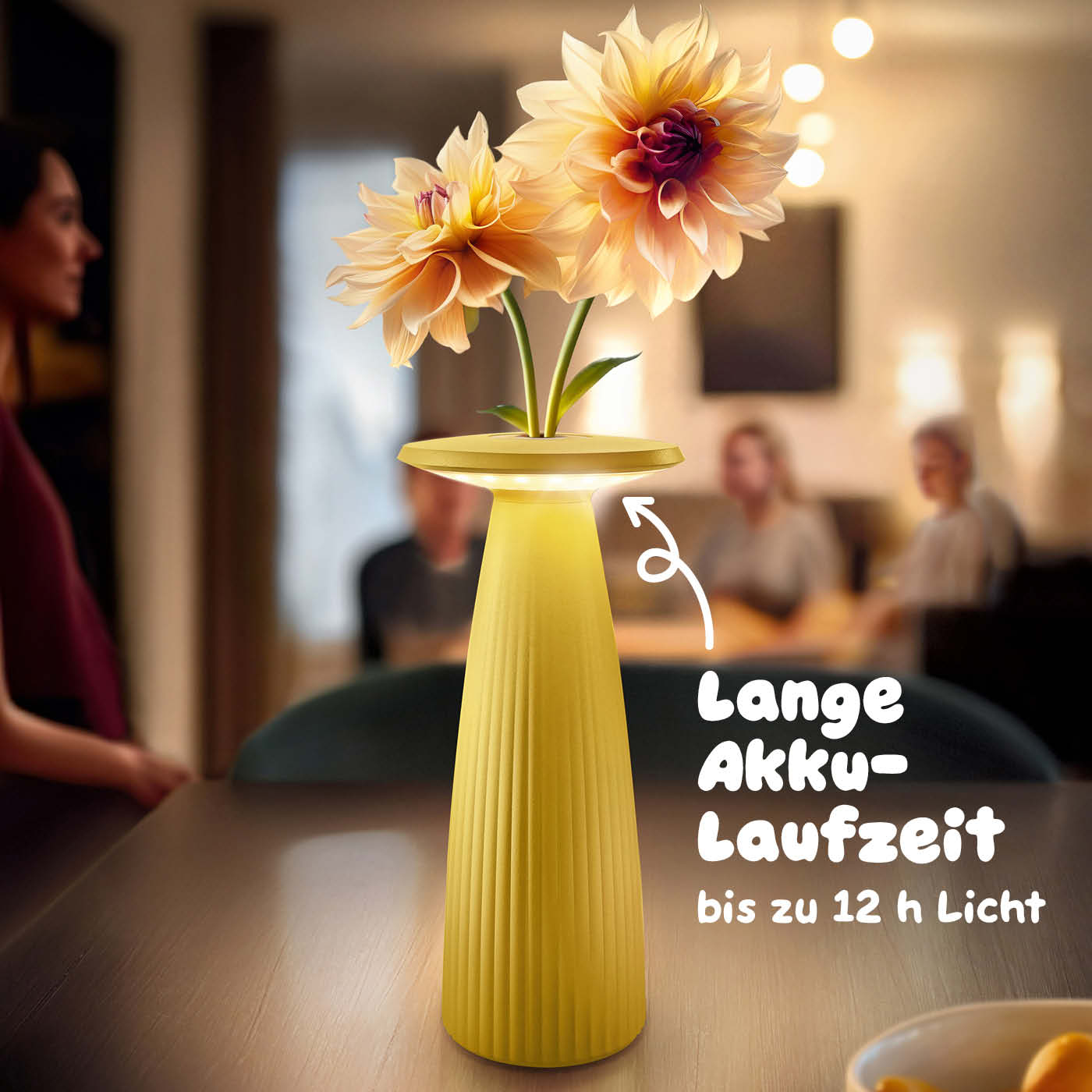 Lange Akku-Laufzeit: Sigor Nuflair Akku-Tischleuchte in #Farbe_Sonnengelb