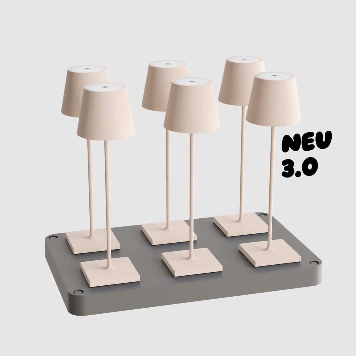Sigor Nuindie 3.0 Akku-Tischleuchte in 6er Set mit Ladestation in #Farbe_Dünenbeige