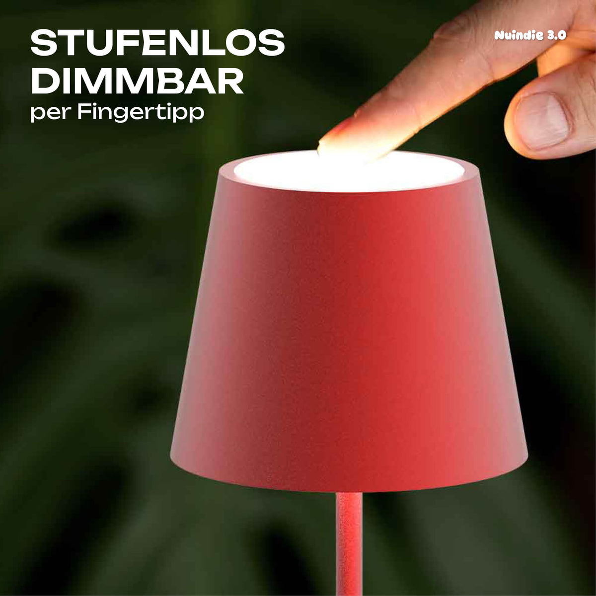 Stufenlos dimmbar: Sigor Nuindie 3.0 Akku-Tischleuchte in #Farbe_Feuerrot