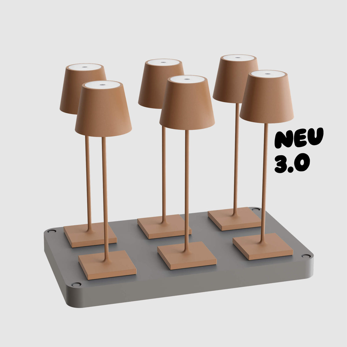 Sigor Nuindie 3.0 Akku-Tischleuchte als 6er-Set mit Ladestation in #Farbe_Mokkabraun