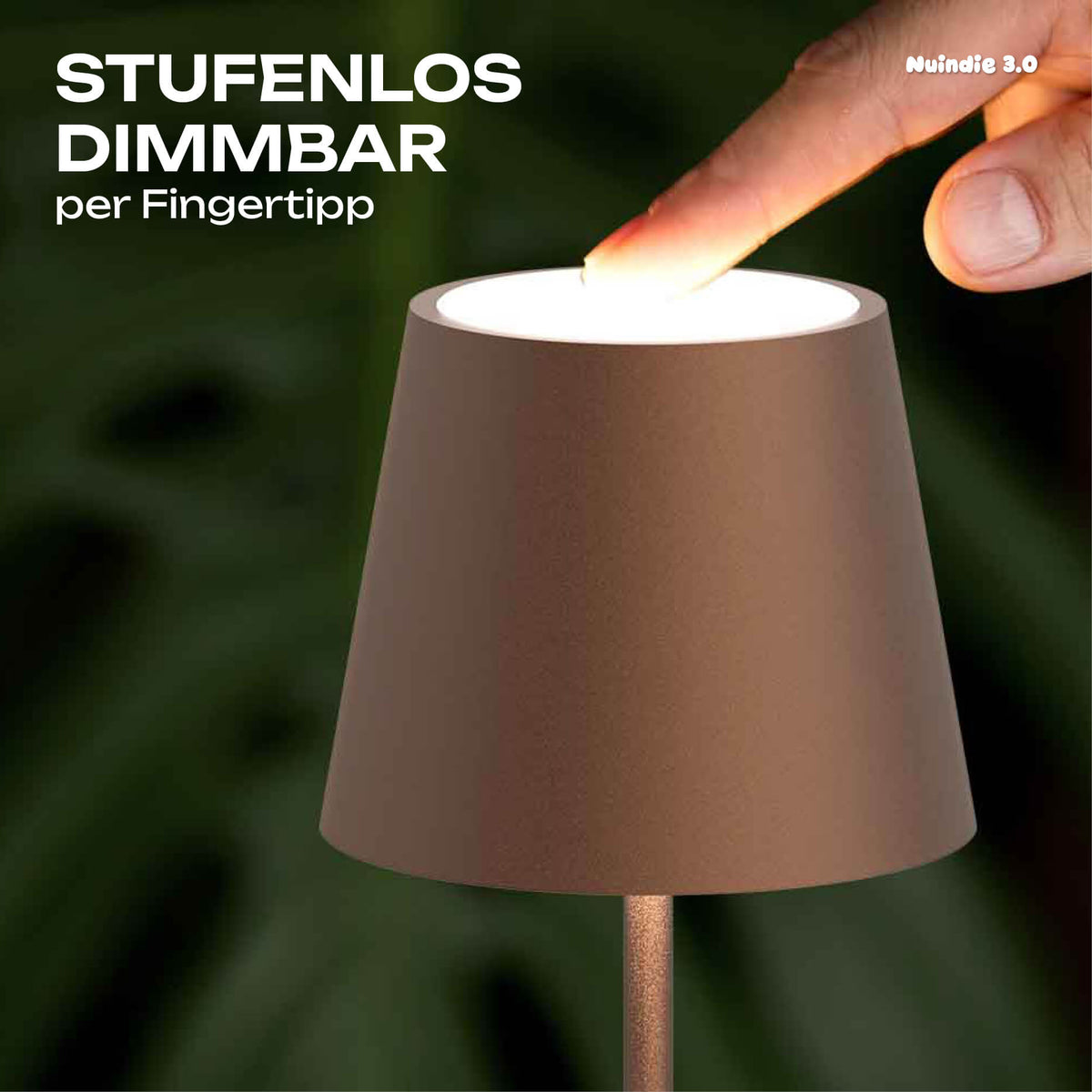 Stufenlos dimmbar: Sigor Nuindie 3.0 Akku-Tischleuchte in #Farbe_Mokkabraun
