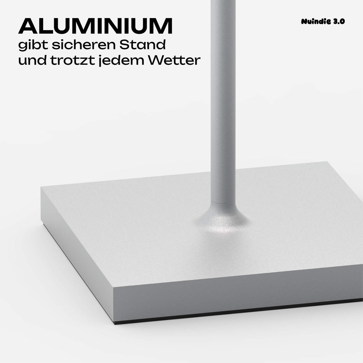 Echtes Aluminium statt Plastik: Sigor Nuindie Akku-Tischleuchte in #Farbe_Nebelgrau