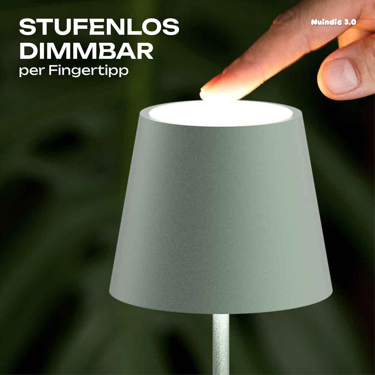 Stufenlos dimmbar: Sigor Nuindie 3.0 Akku-Tischleuchte in #Farbe_Salbeigrün