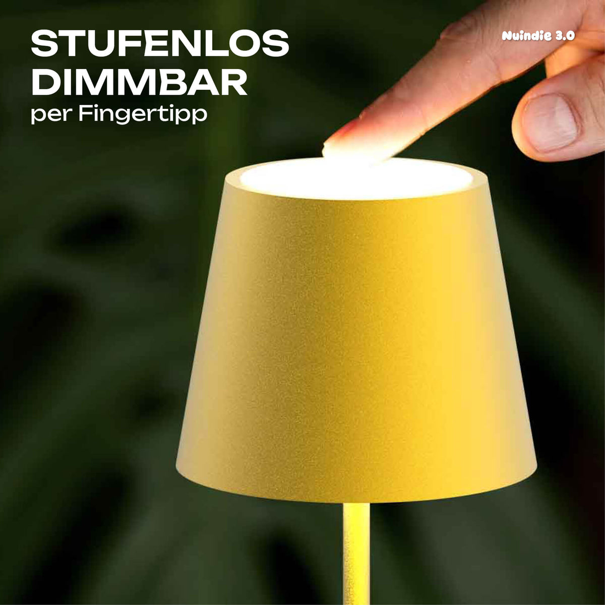 Stufenlos dimmbar: Sigor Nuindie 3.0 Akku-Tischleuchte in #Farbe_Sonnengelb