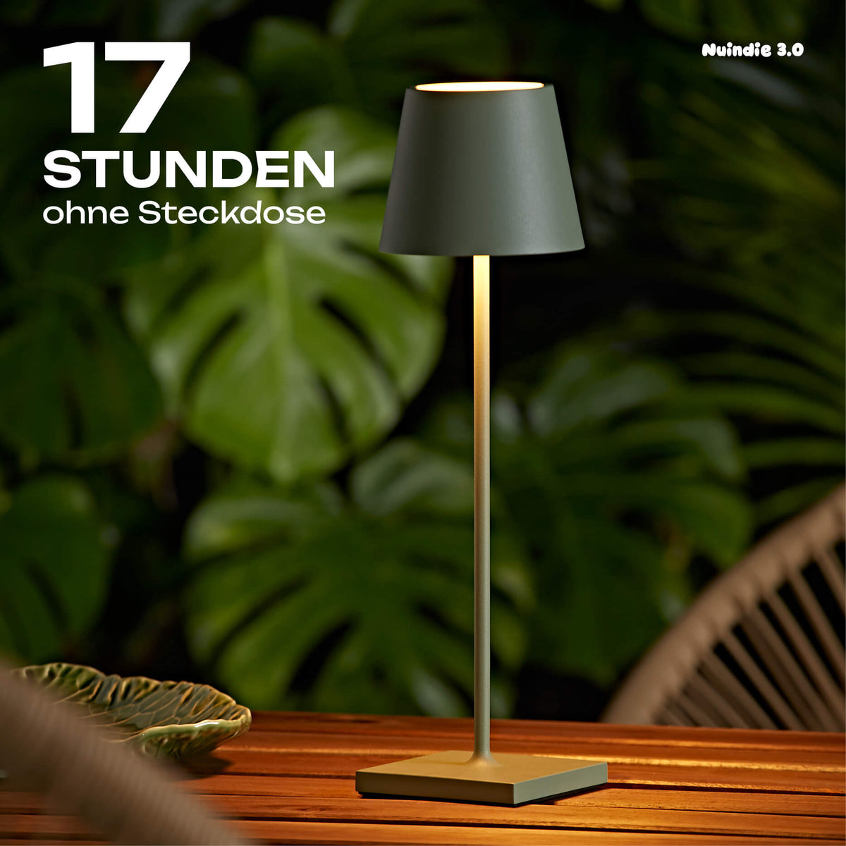 17 Stunden Akku-Laufzeit: Sigor Nuindie 3.0 Akku-Tischleuchte in #Farbe_Tannengrün