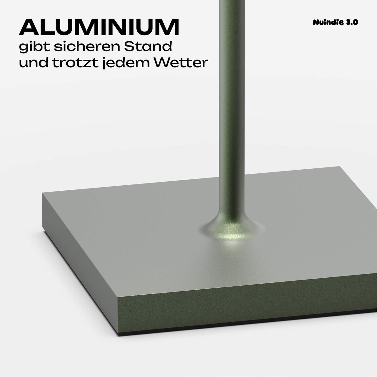 Echtes Aluminum statt Plastik: Sigor Nuindie 3.0 Akku-Tischleuchte in #Farbe_Tannengrün