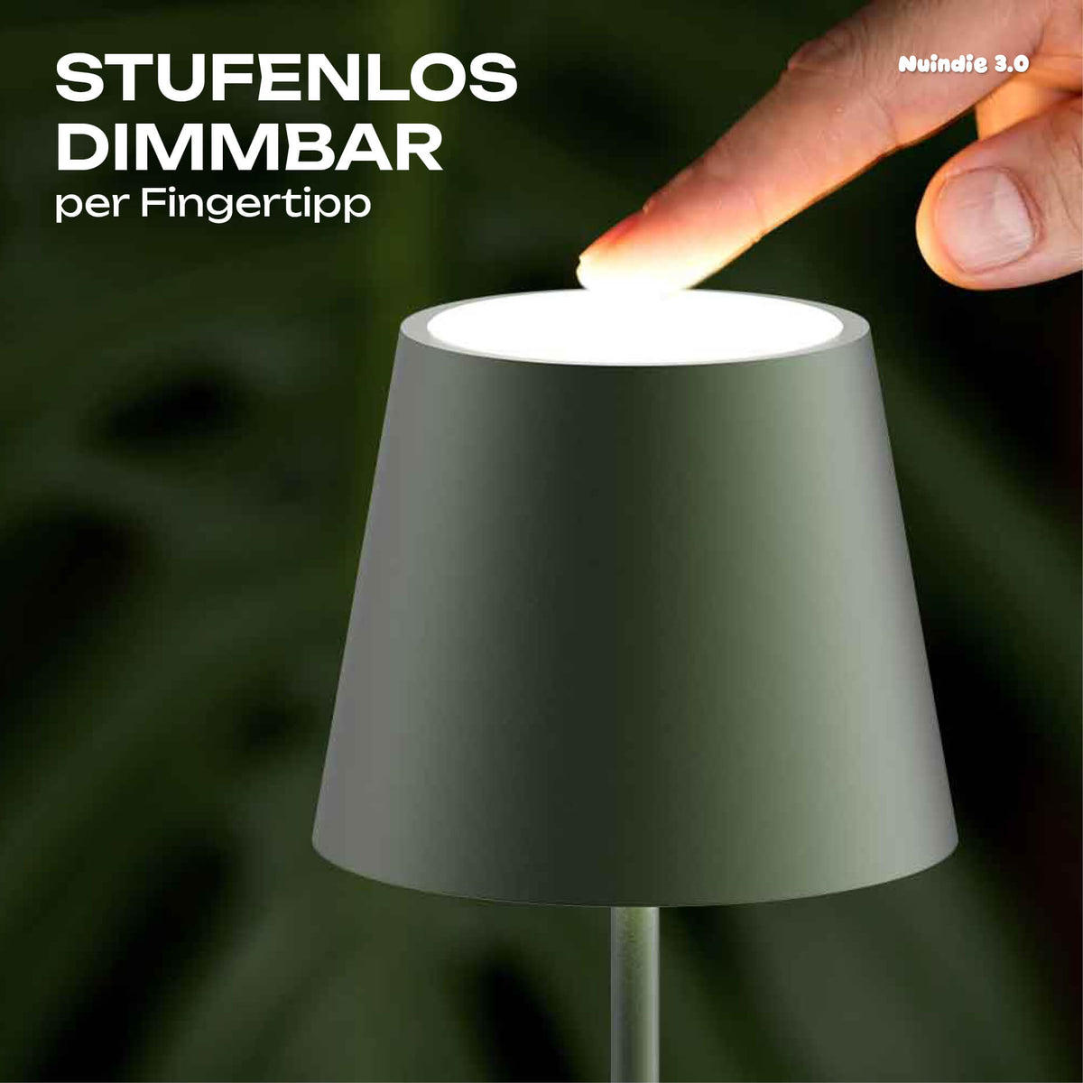 Stufenlos dimmbar: Sigor Nuindie 3.0 Akku-Tischleuchte in #Farbe_Tannengrün