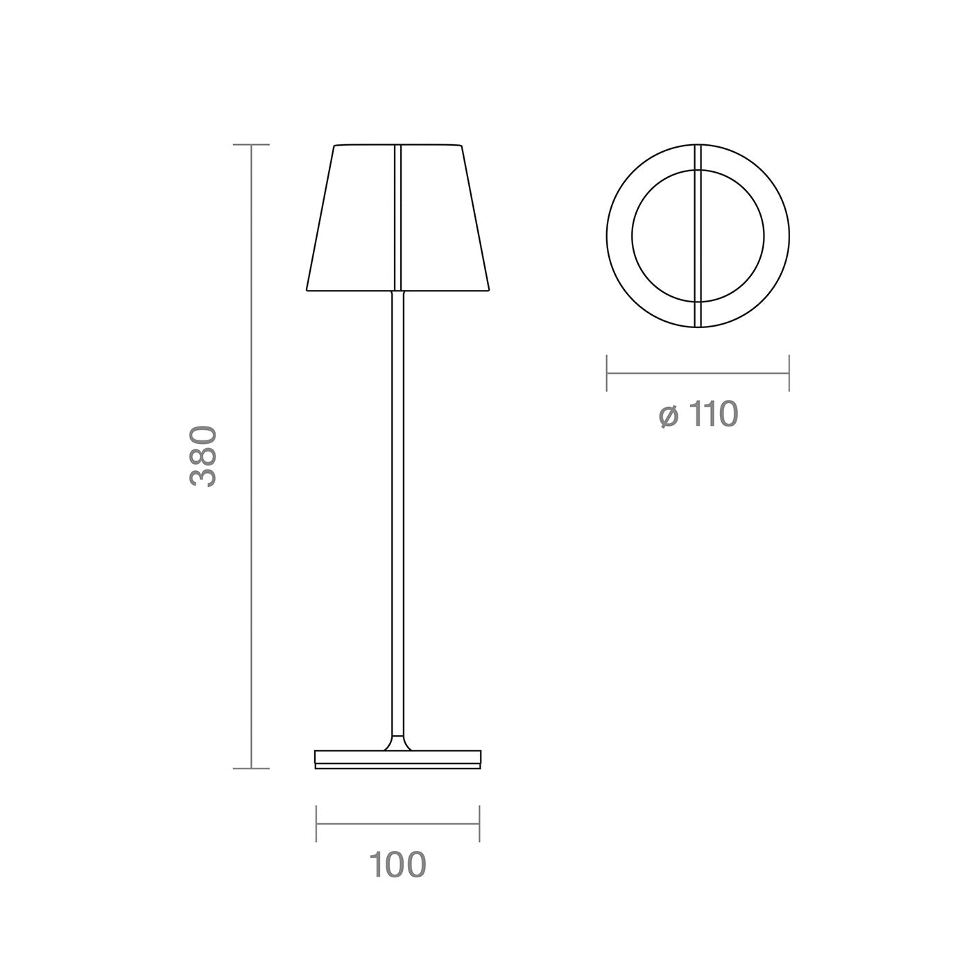 Die Abmessungen der Sigor Nuindie Tango Akku-Tischleuchte