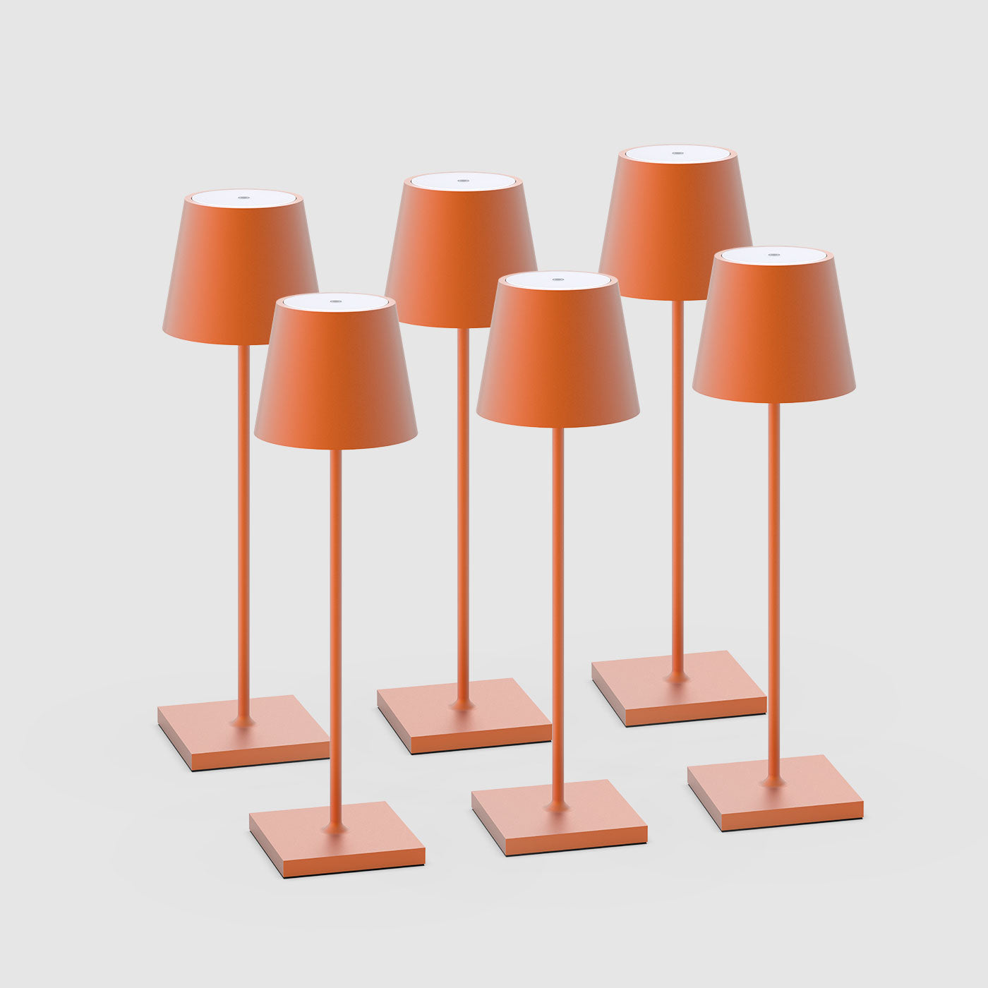 6er-Pack der Sigor Nuindie Akku-Tischleuchte in der Farbe #Farbe_Glutorange