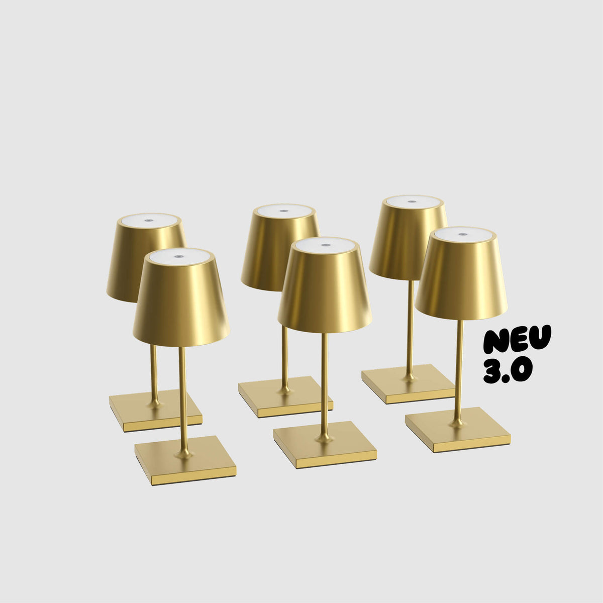 6er-Bundle der Sigor Nuindie 3.0 Mini Akku-Tischleuchte in #Farbe_Gold