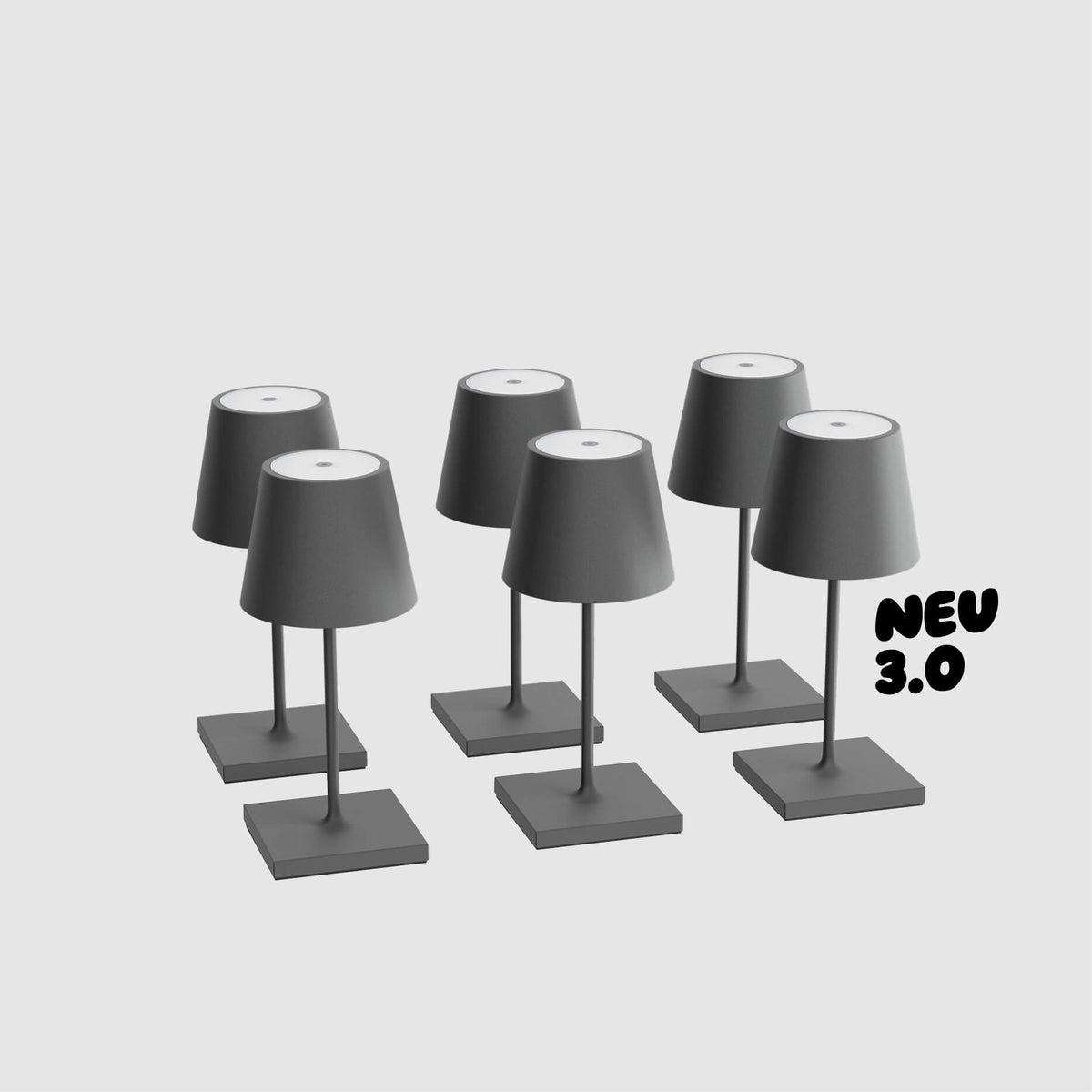 6er Bundle der Sigor Nuindie 3.0 Mini Akku-Tischleuchte in #Farbe_Graphitgrau