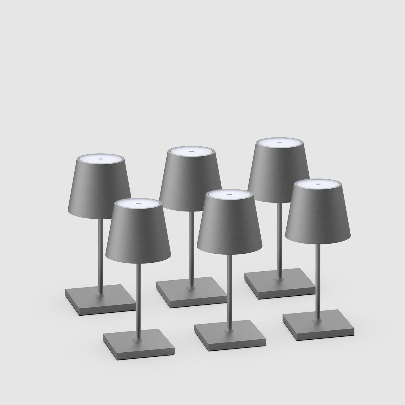6er Bundle Sigor Nuindie Mini Akku-Tischleuchte in #Farbe_Graphitgrau