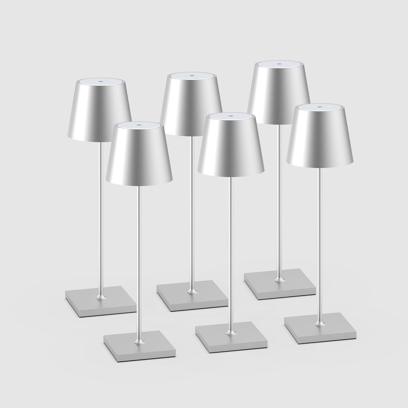 6er Bundle Sigor Nuindie Akku-Tischleuchte in #Farbe_Silber