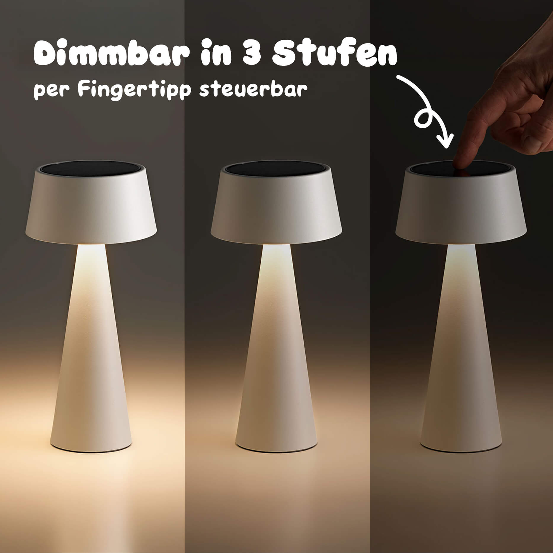 Sigor Solino Akku LED Solarleuchte dimmbar in 3 Stufen