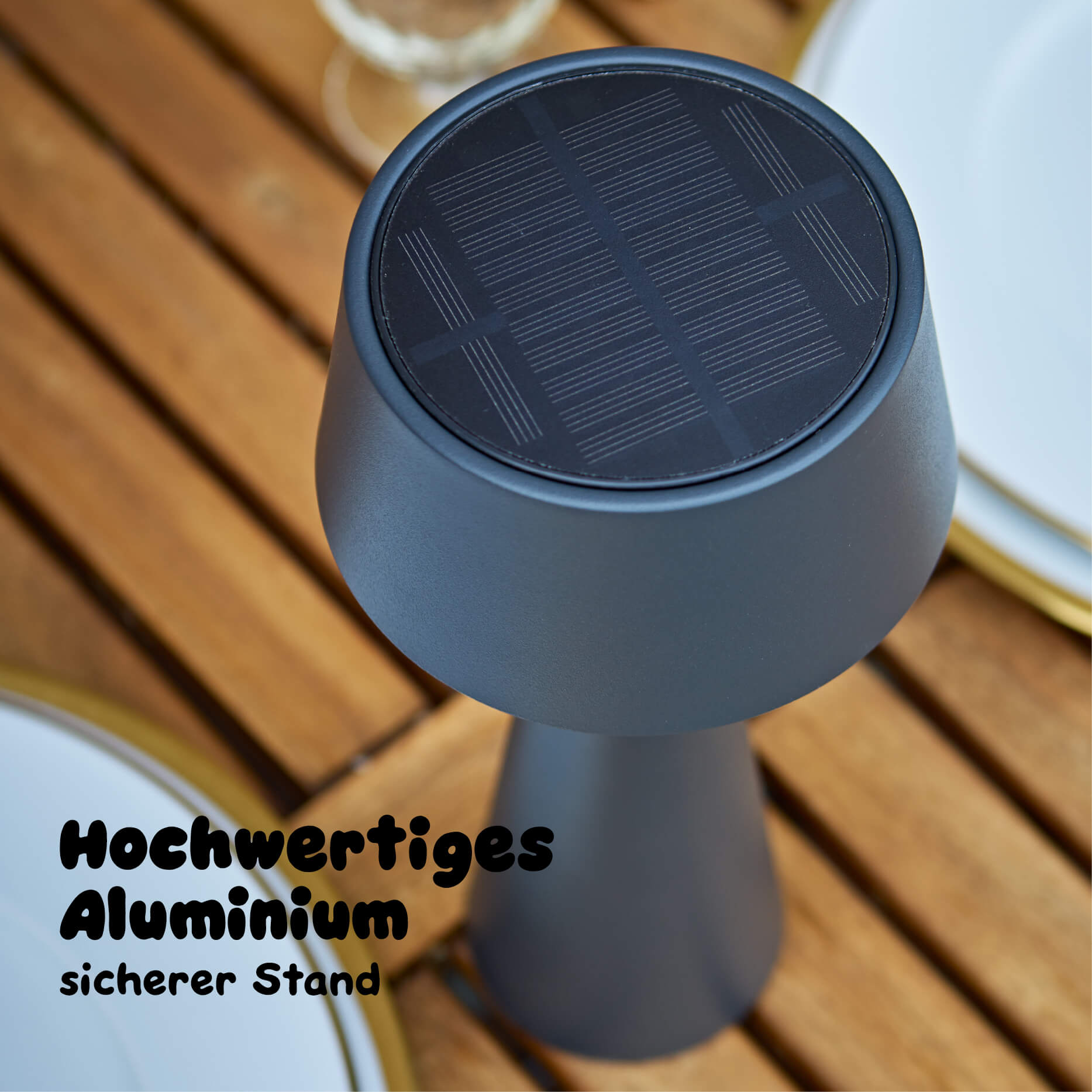 Aus hochwertigem Aluminium: Sigor Solino Akku LED Solarleuchte in der #Farbe_Graphitgrau