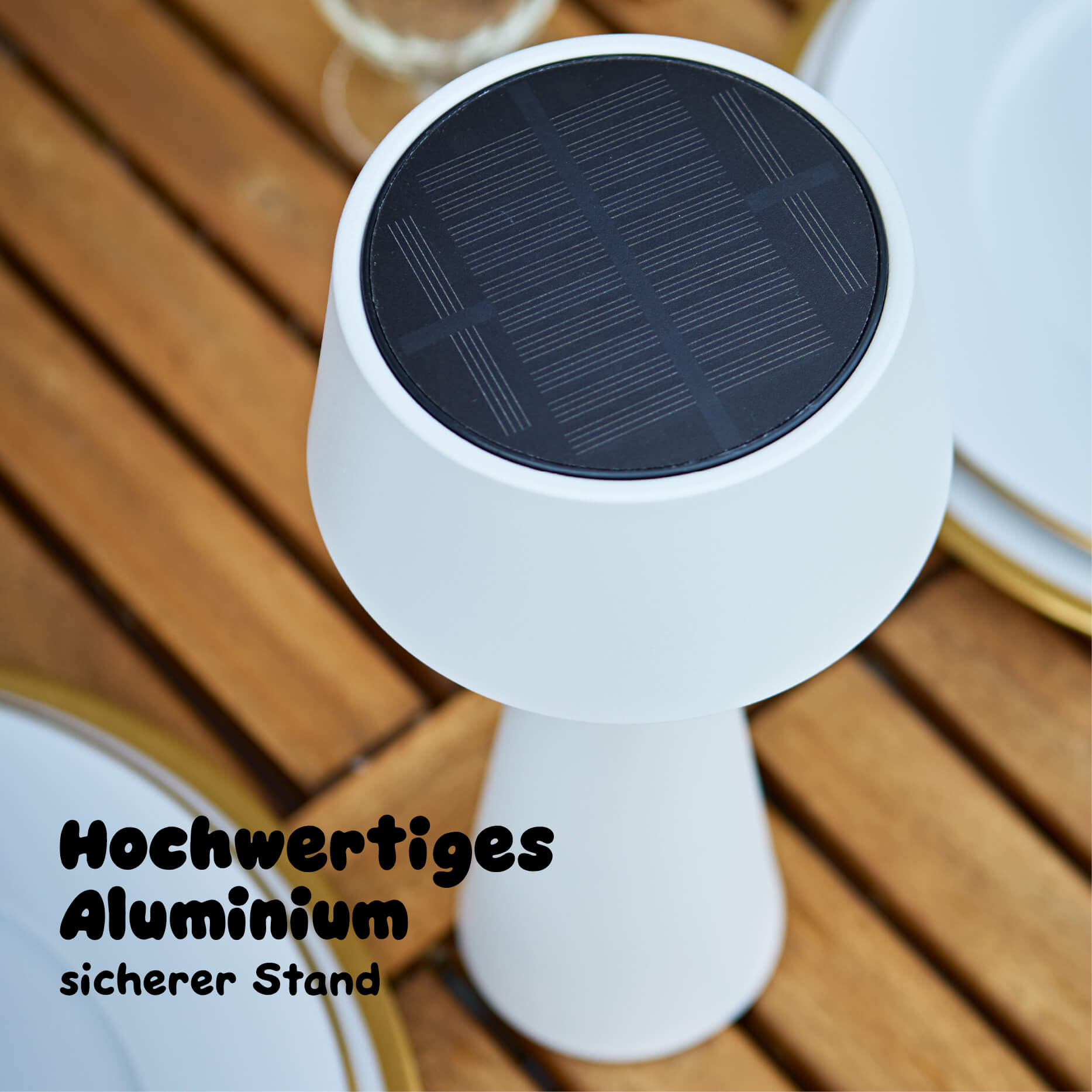 Aus hochwertigem Aluminium: Sigor Solino Akku LED Solarleuchte in der #Farbe_Schneeweiss