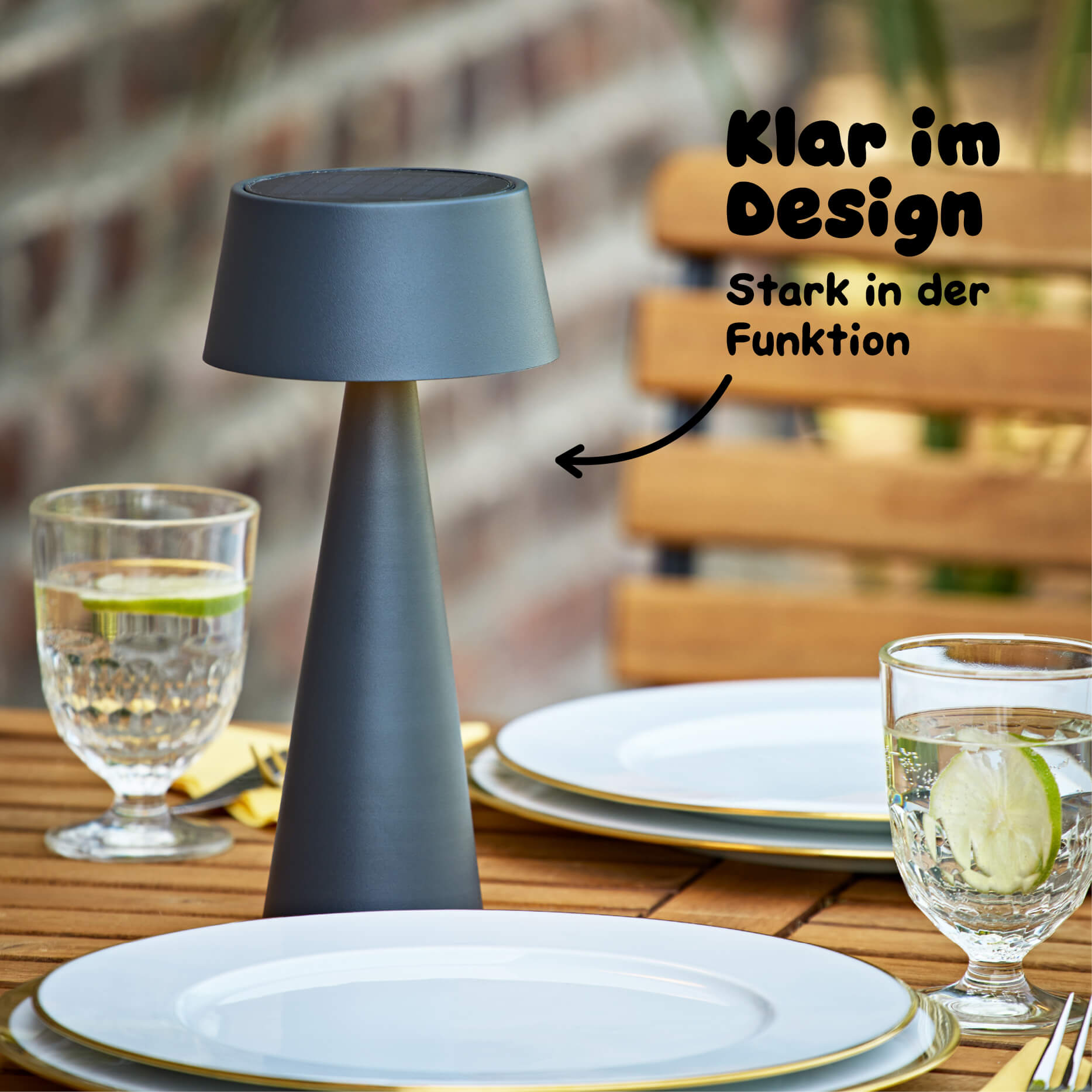 Das klare Design der Sigor Solino Akku LED Solarleuchte in der #Farbe_Graphitgrau