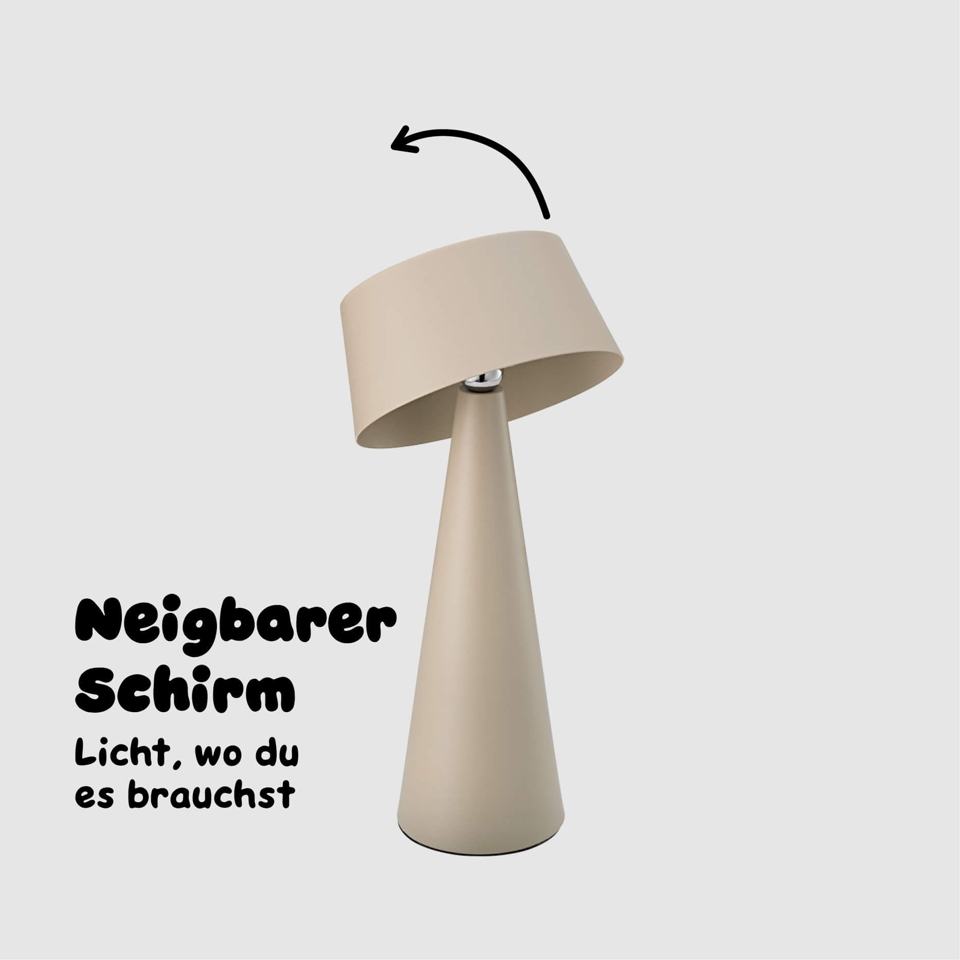 Neigbarer Schirm der Sigor Solino Akku LED Solarleuchte in der #Farbe_Dünenbeige