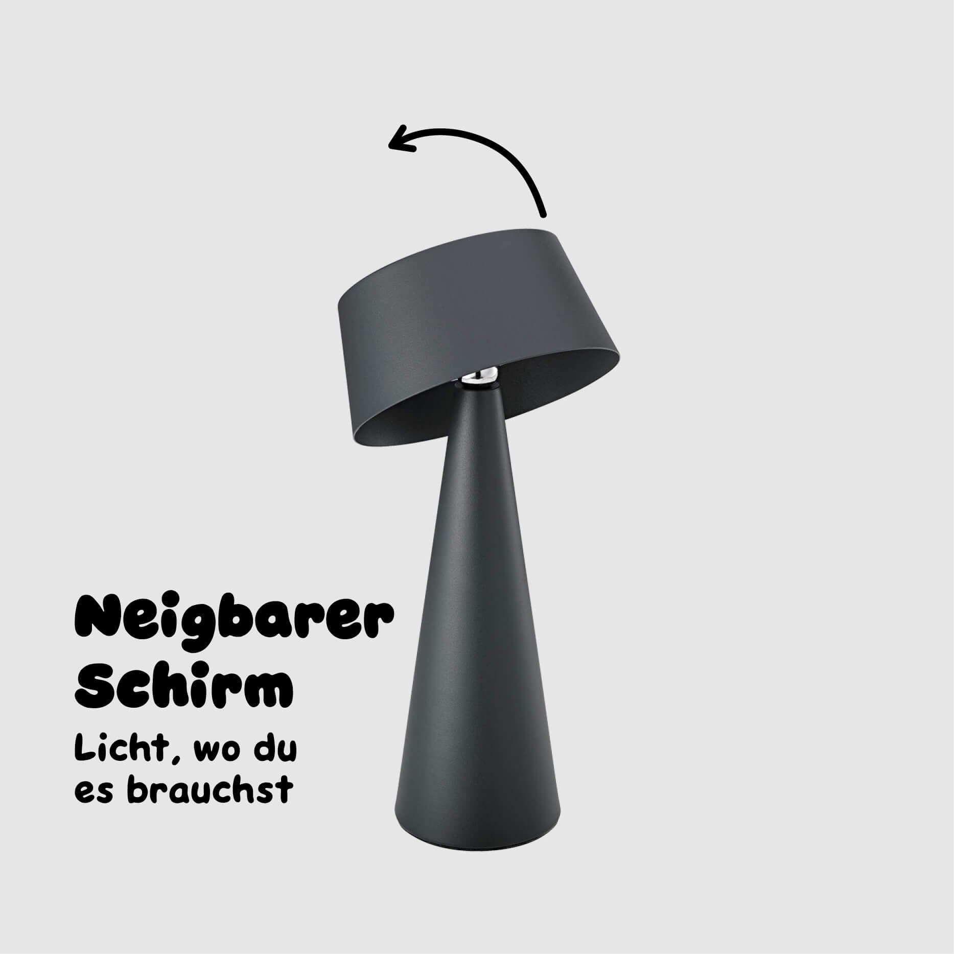 Neigbarer Schirm der Sigor Solino Akku LED Solarleuchte in der #Farbe_Graphitgrau