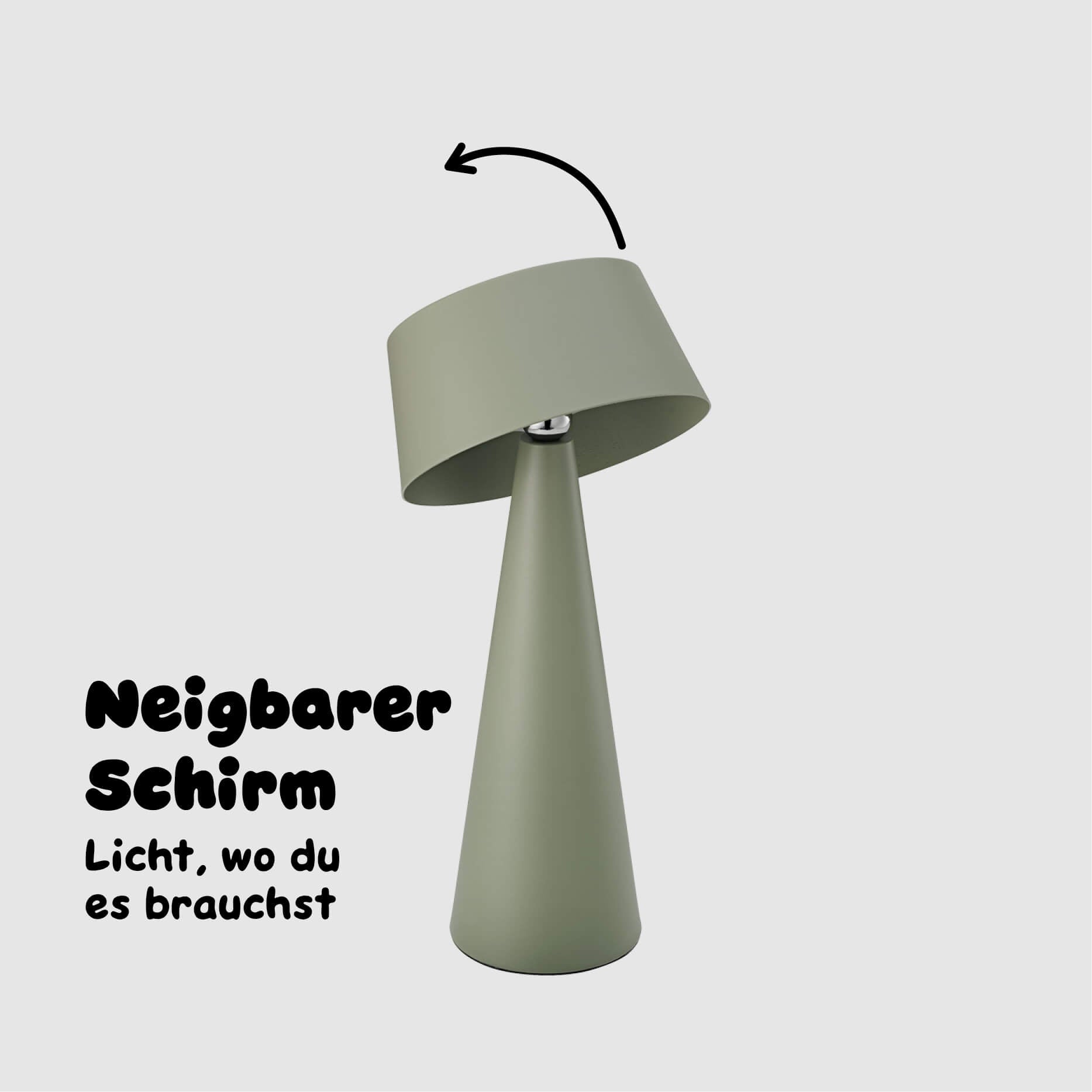Neigbarer Schirm der Sigor Solino Akku LED Solarleuchte in der #Farbe_Salbeigrün