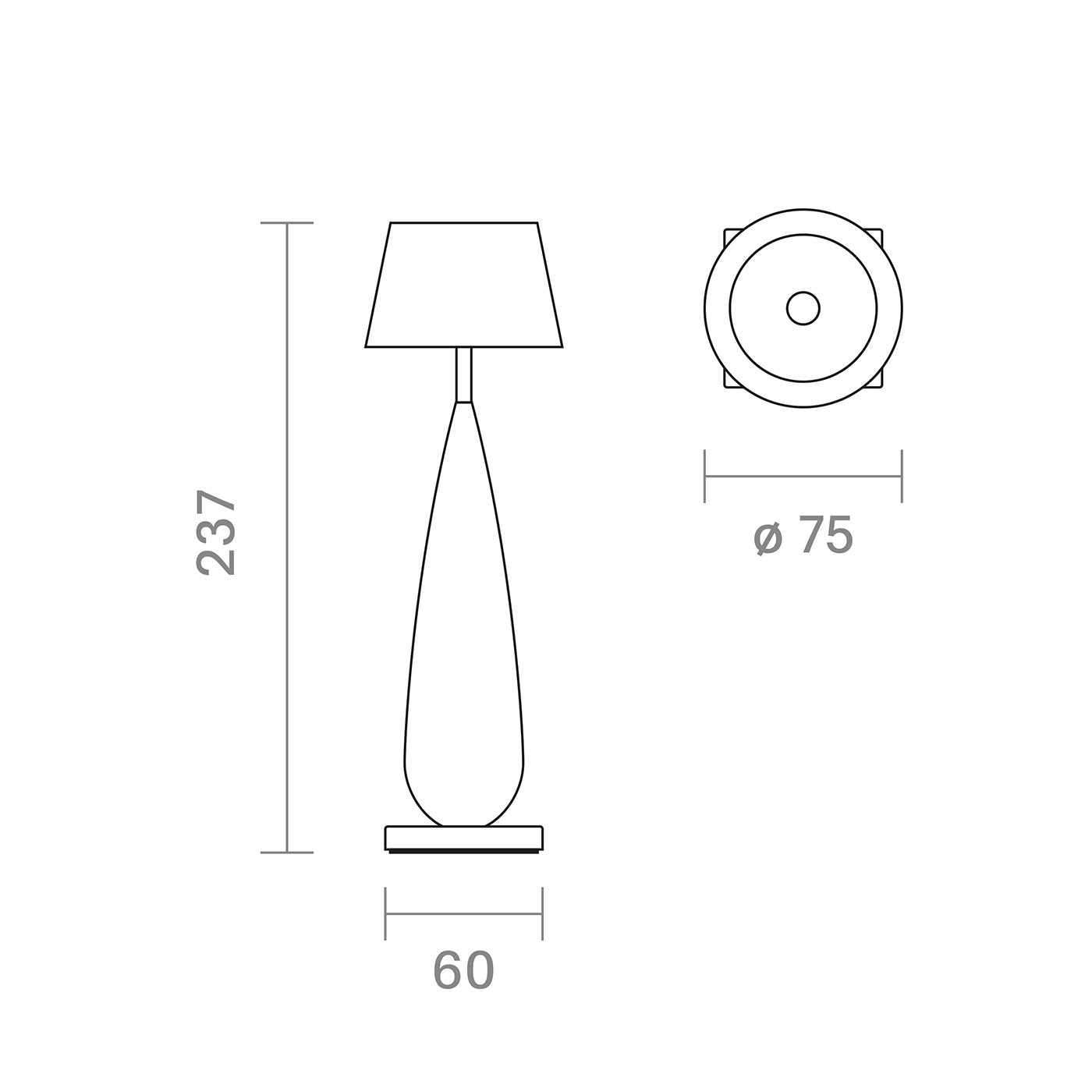 Die Abmessungen der Sigor Thala Akku-Tischleuchte