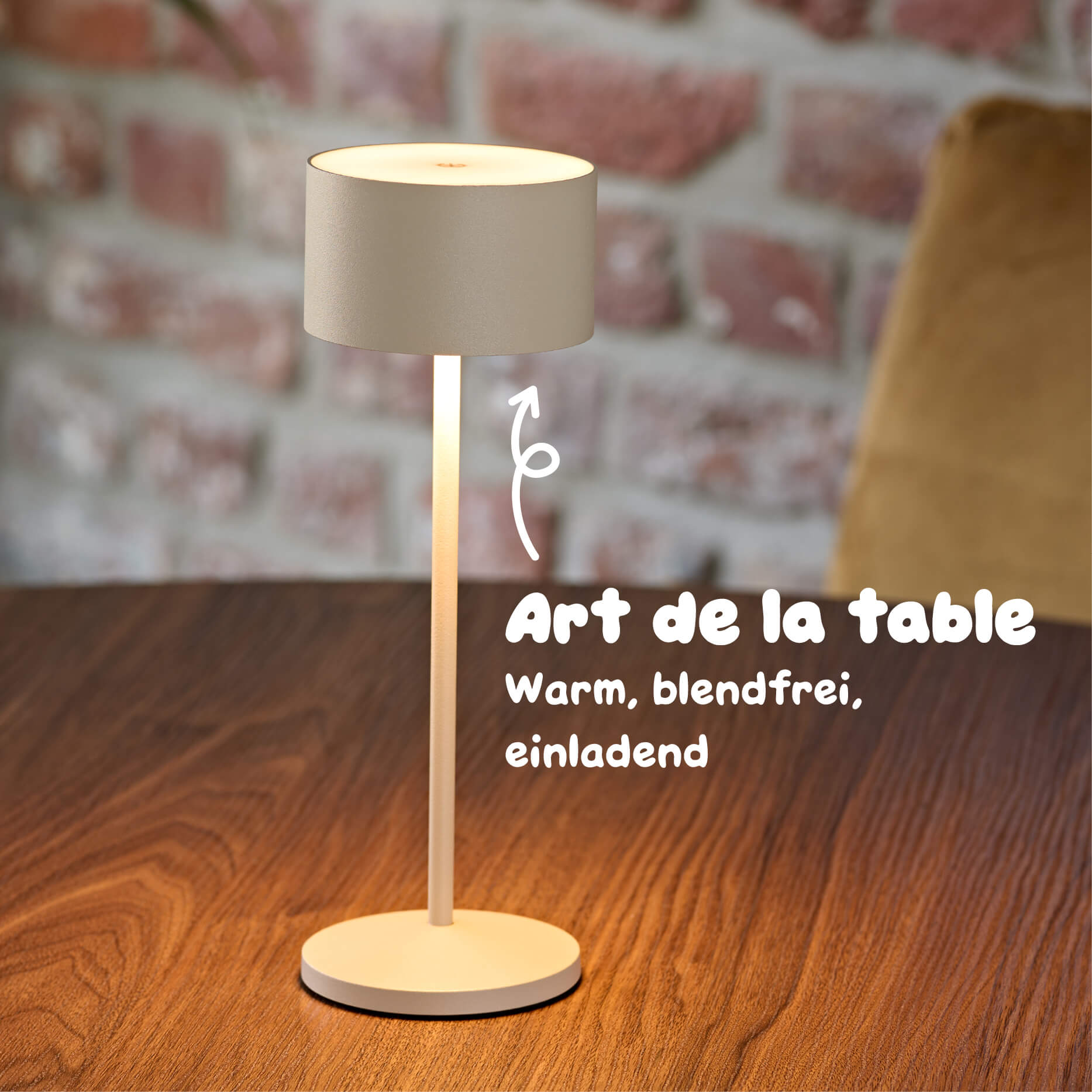 Sigor Veluna Remote Akku-LED-Tischleuchte strahlt warmes blendfreies Licht nach oben und unten für angenehme Beleuchtung #Farbe_Dünenbeige