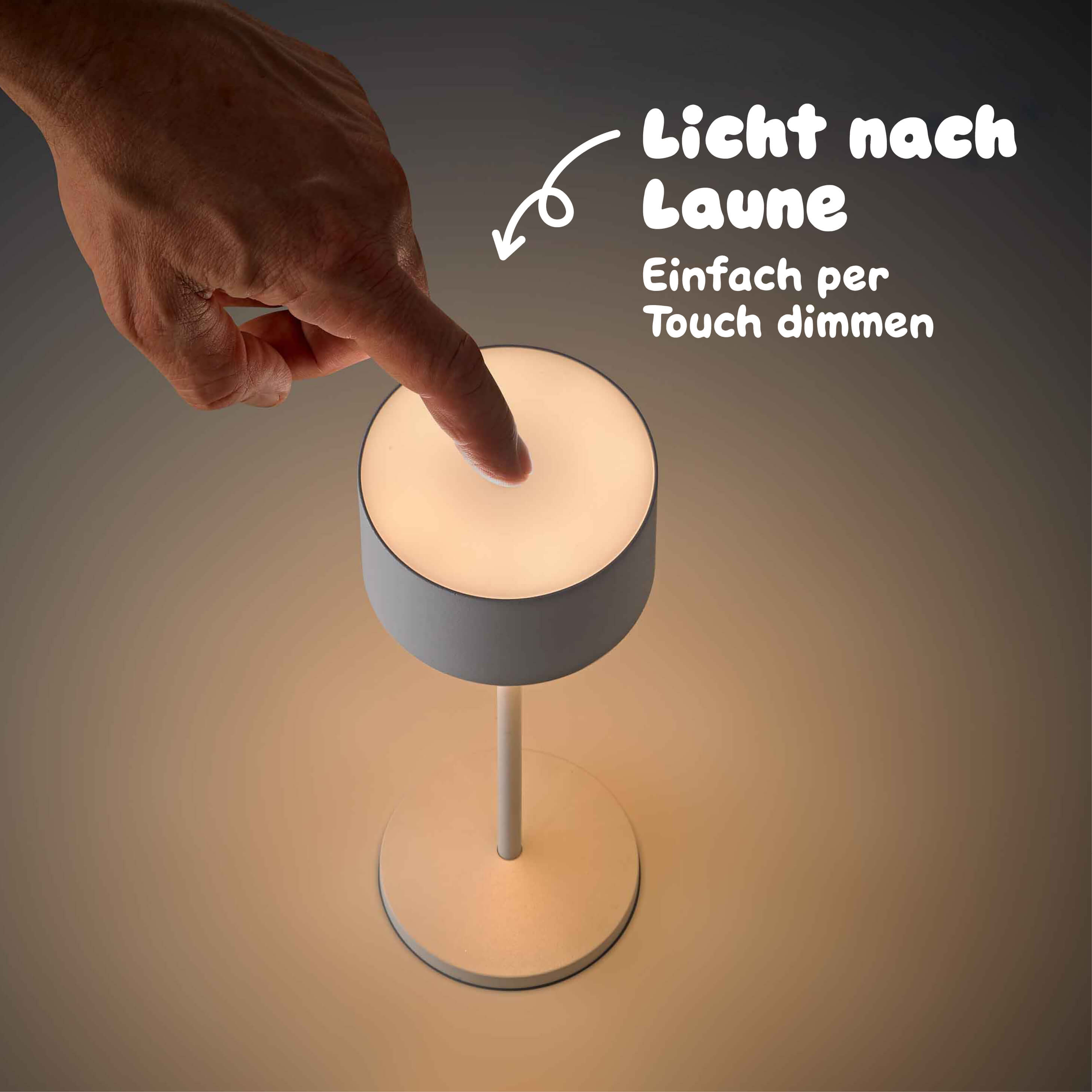 Sigor Veluna Akku-Tischleuchte mit Touch-Bedienung stufenlos dimmbar per Fingertipp