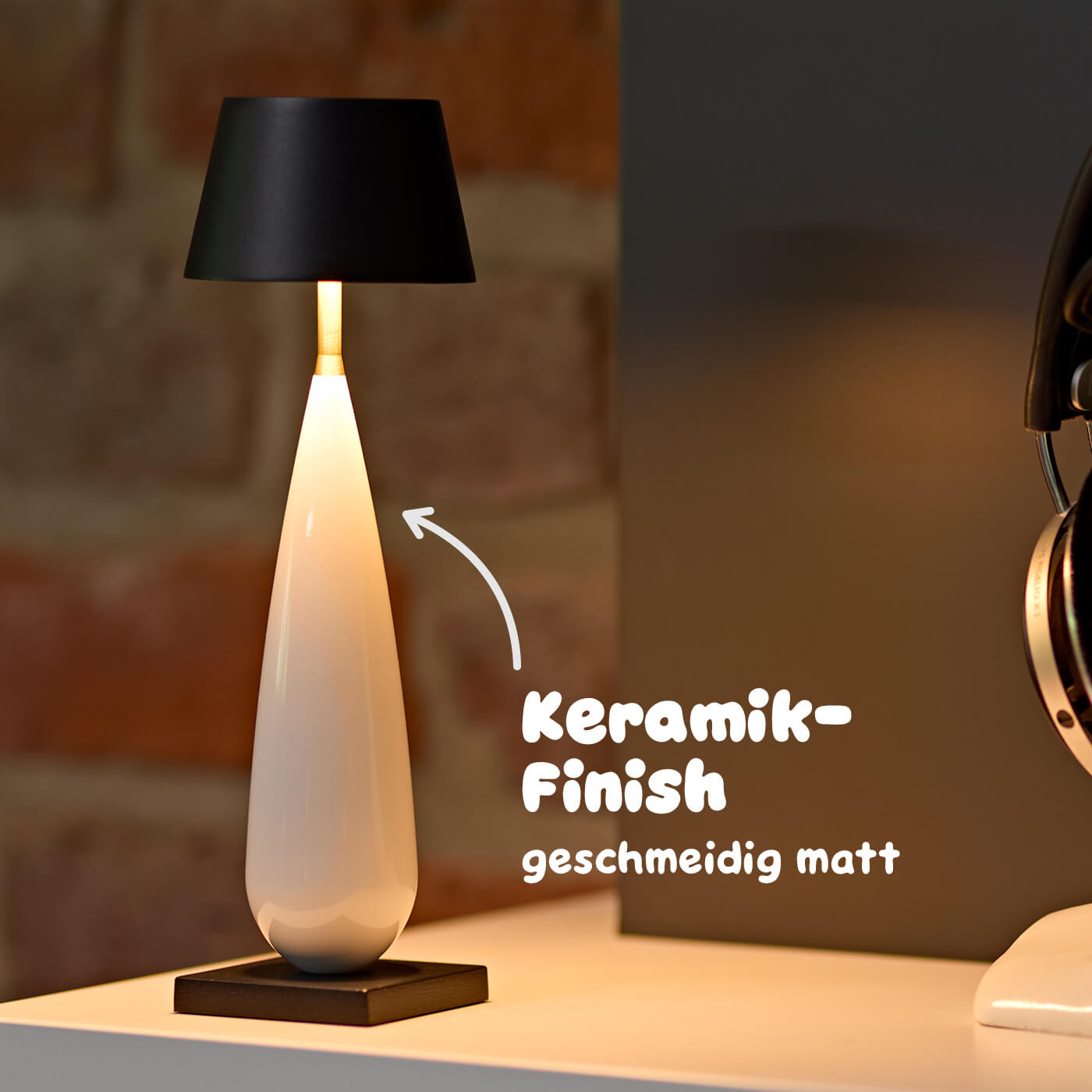 Sigor Thala Akku-Tischleuchte mit geschmeidig mattem Keramik-Finish