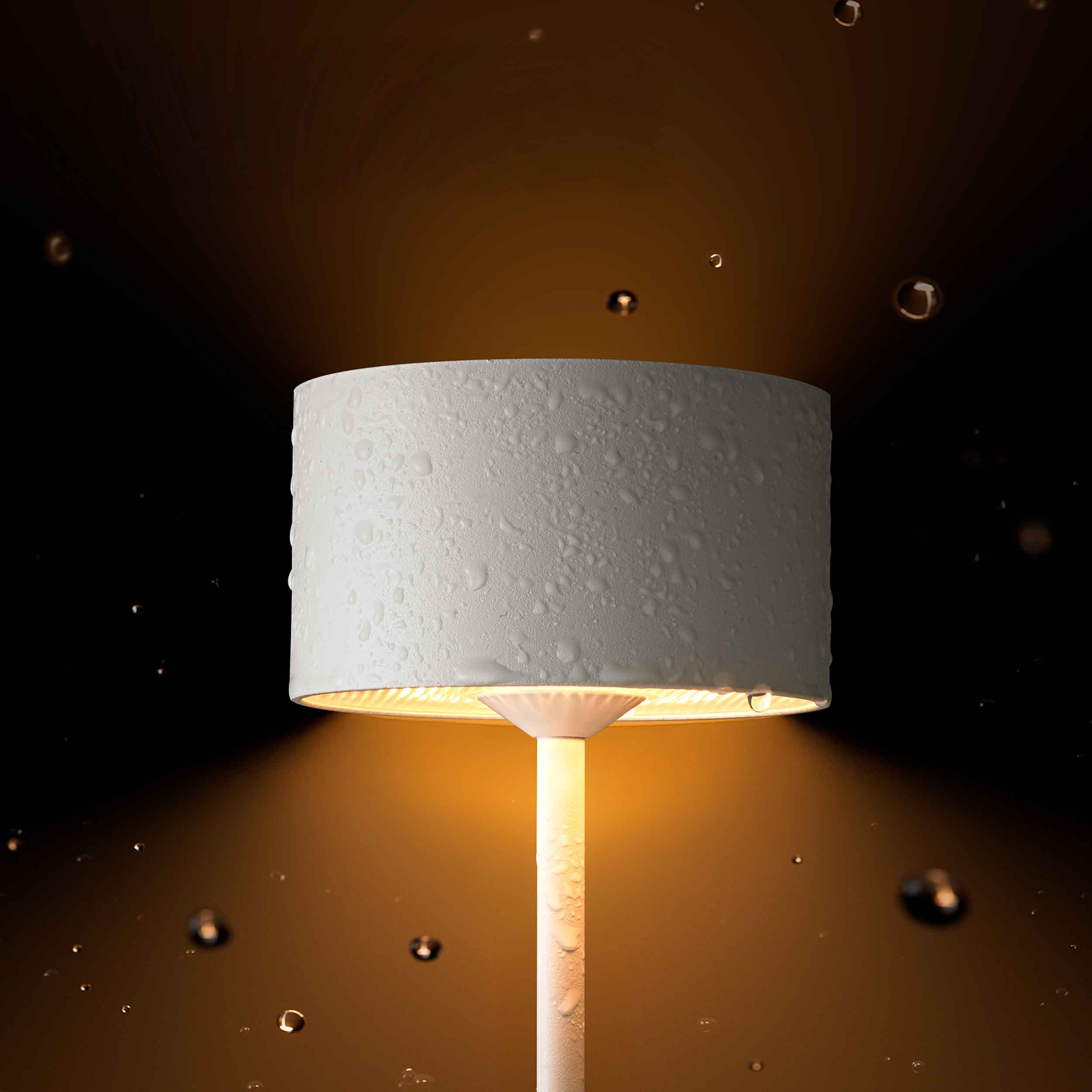 Sigor Veluna LED-Tischleuchte mit IP44-Zertifizierung steht wetterfest im Außenbereich und trotzt Spritzwasser und Staub für Gartenwirtschaft und Restaurantterrasse