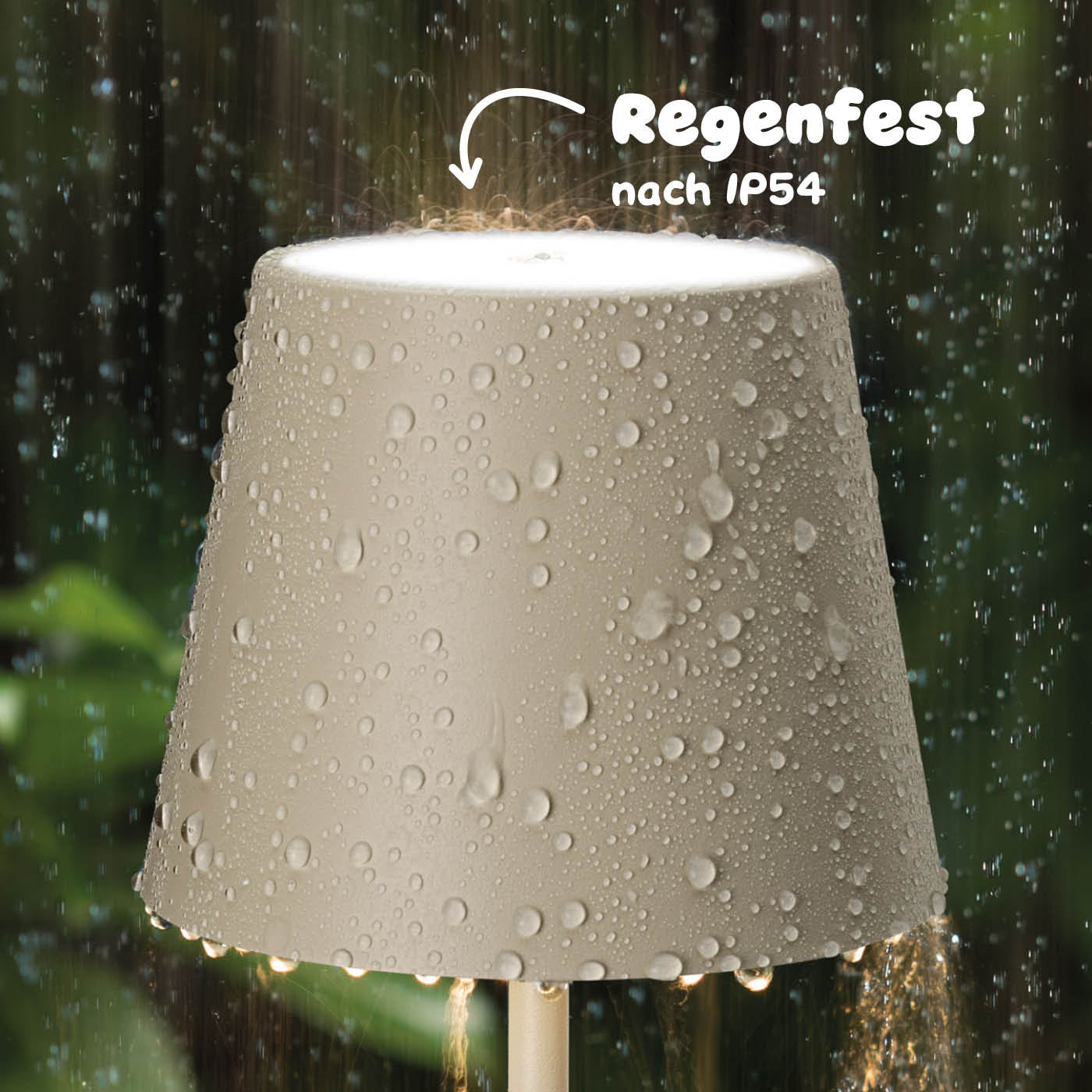 Regenfest: Sigor Nuindie Akku-Tischleuchte in #Farbe_Dünenbeige