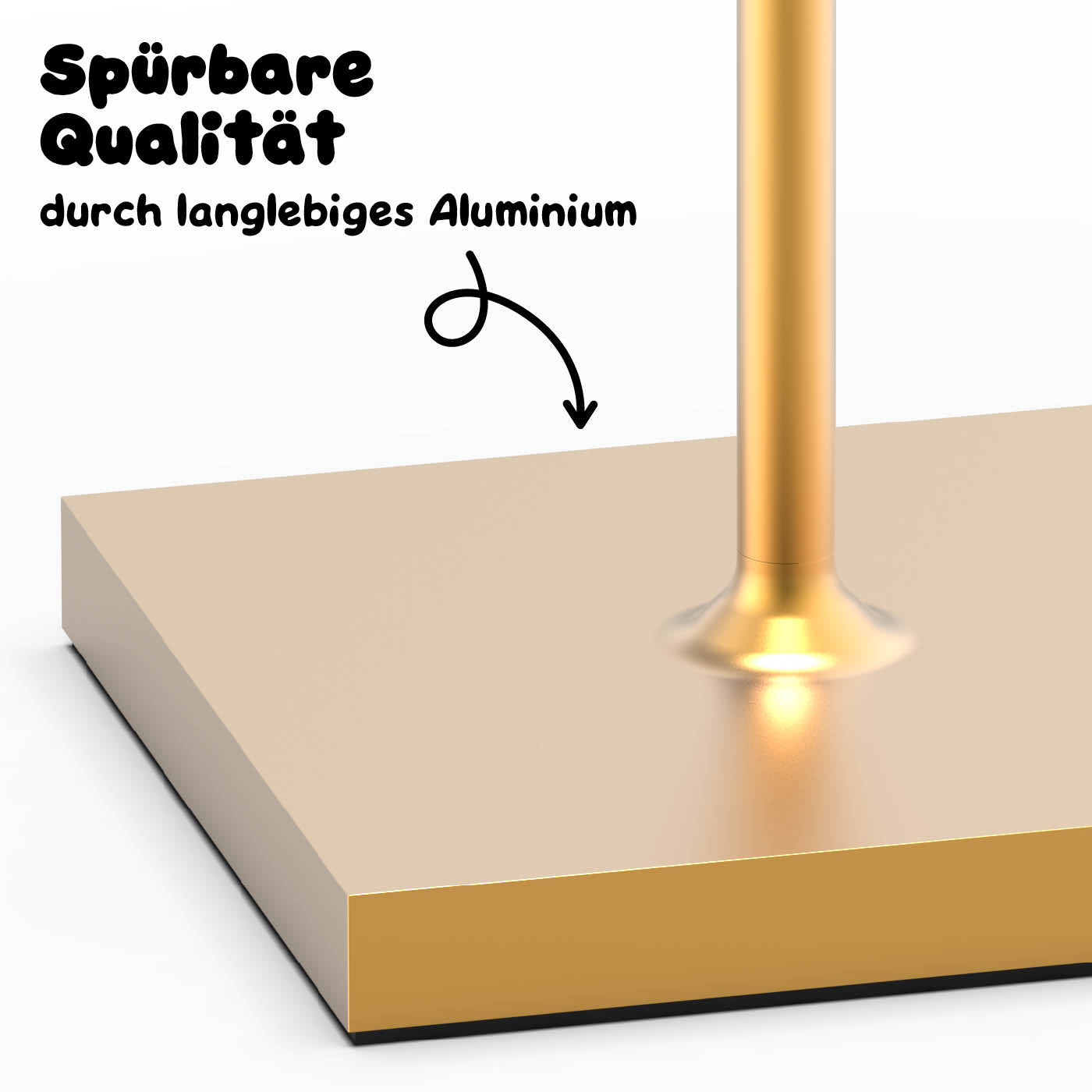 Sigor Nuindie Akku-Tischleuchte aus Aluminium, eloxiert in #Farbe_Gold