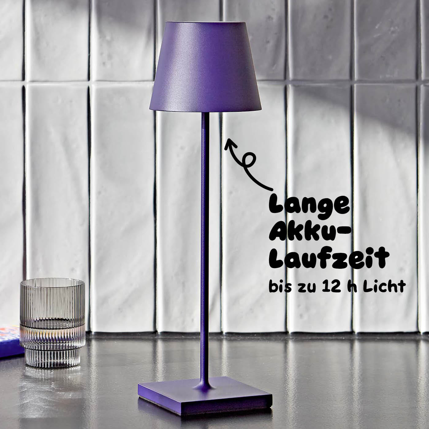 Lange Akku-Laufzeit: Sigor Nuindie Akku-Tischleuchte in #Farbe_Pflaumenblau (Easy-Connect)