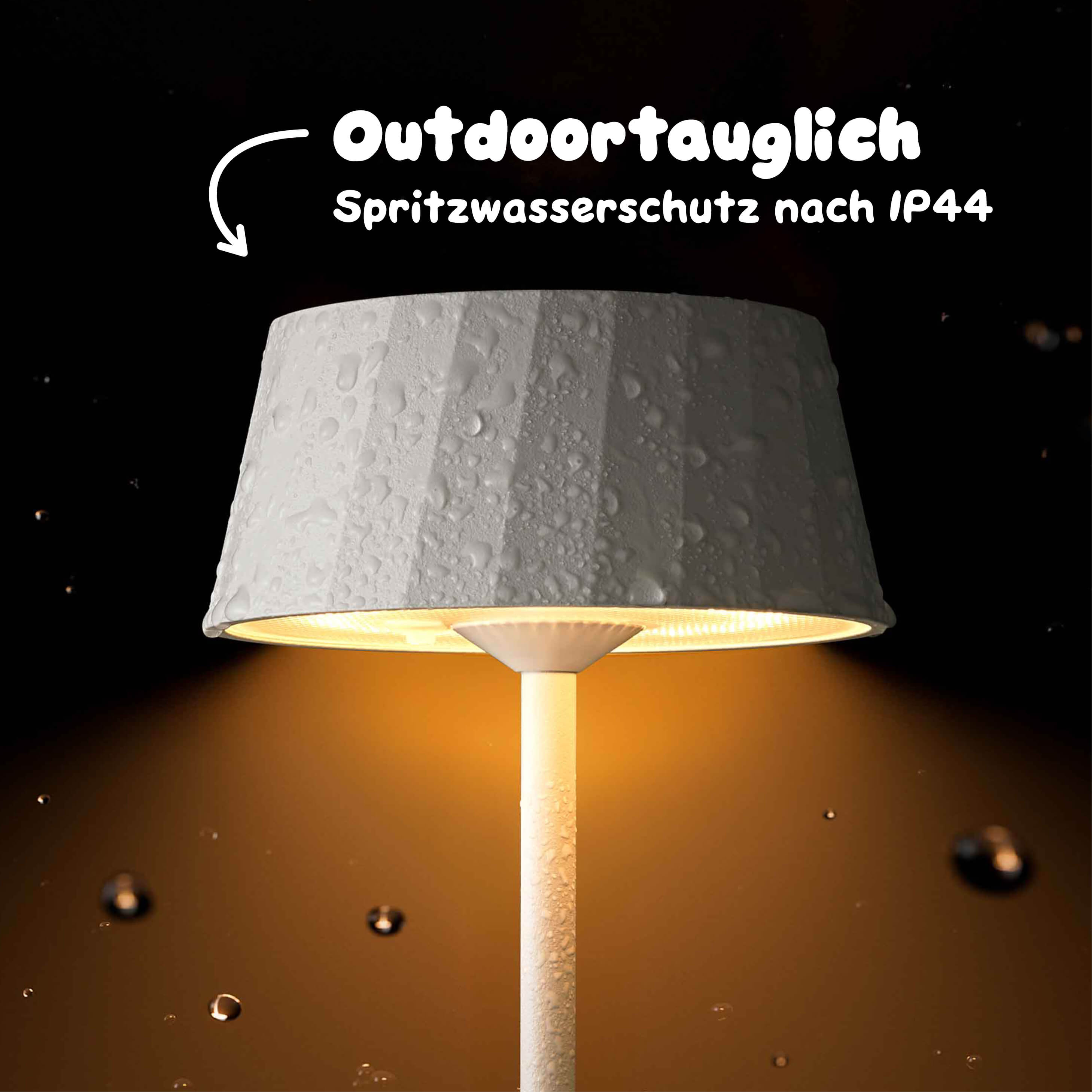 Sigor Facetta Akku-Leuchte mit IP44 Spritzwasserschutz outdoortauglich