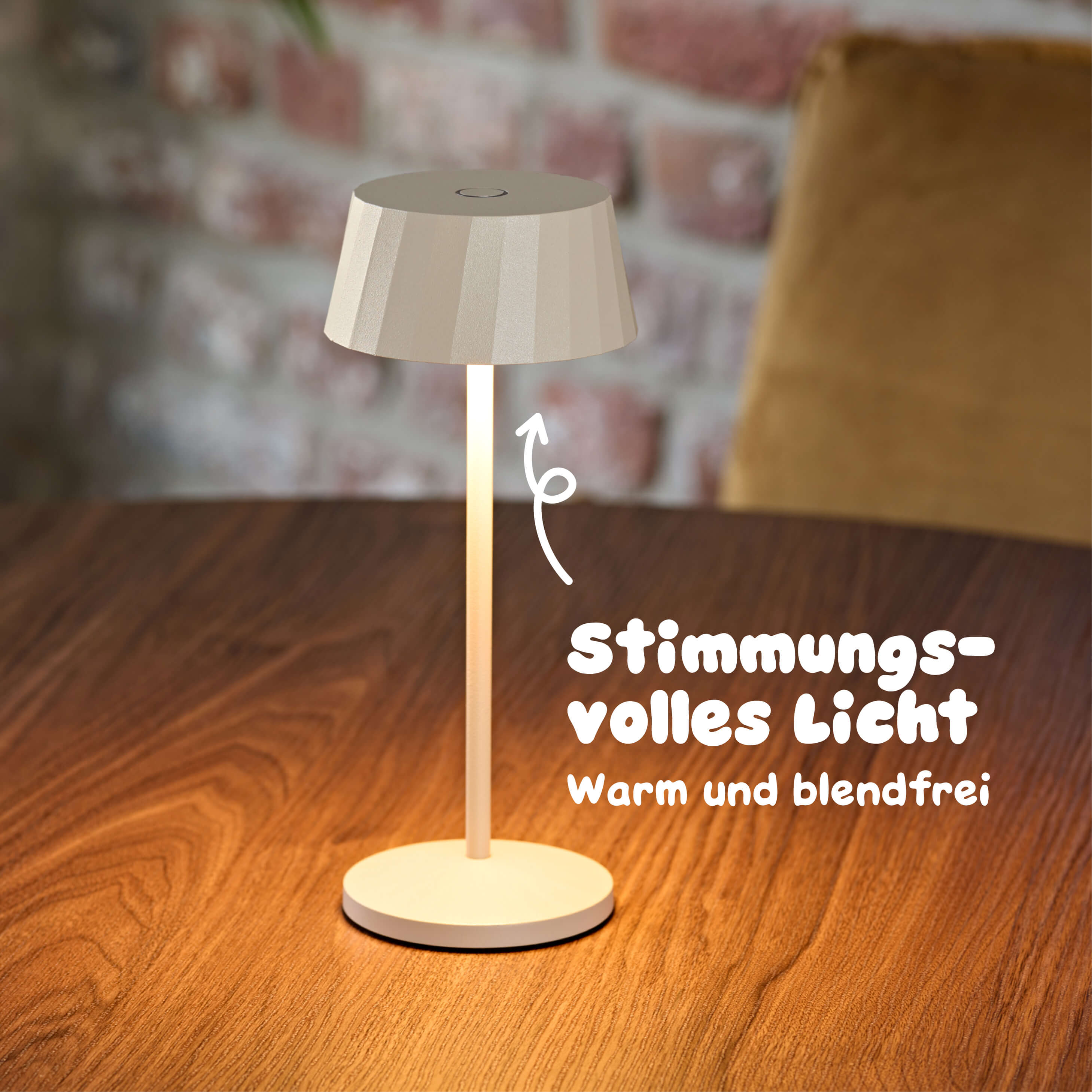 Sigor Facetta Tischleuchte mit warmem blendfreiem Licht nach unten #Farbe_Dünenbeige