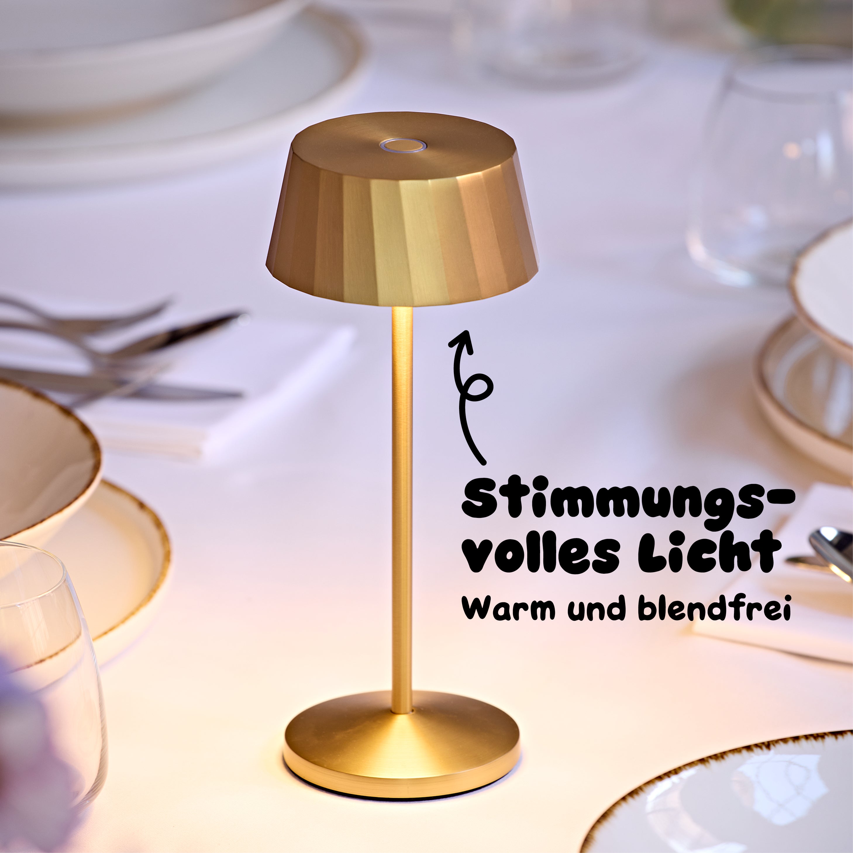 Sigor Facetta Tischleuchte mit warmem blendfreiem Licht nach unten #Farbe_Gold