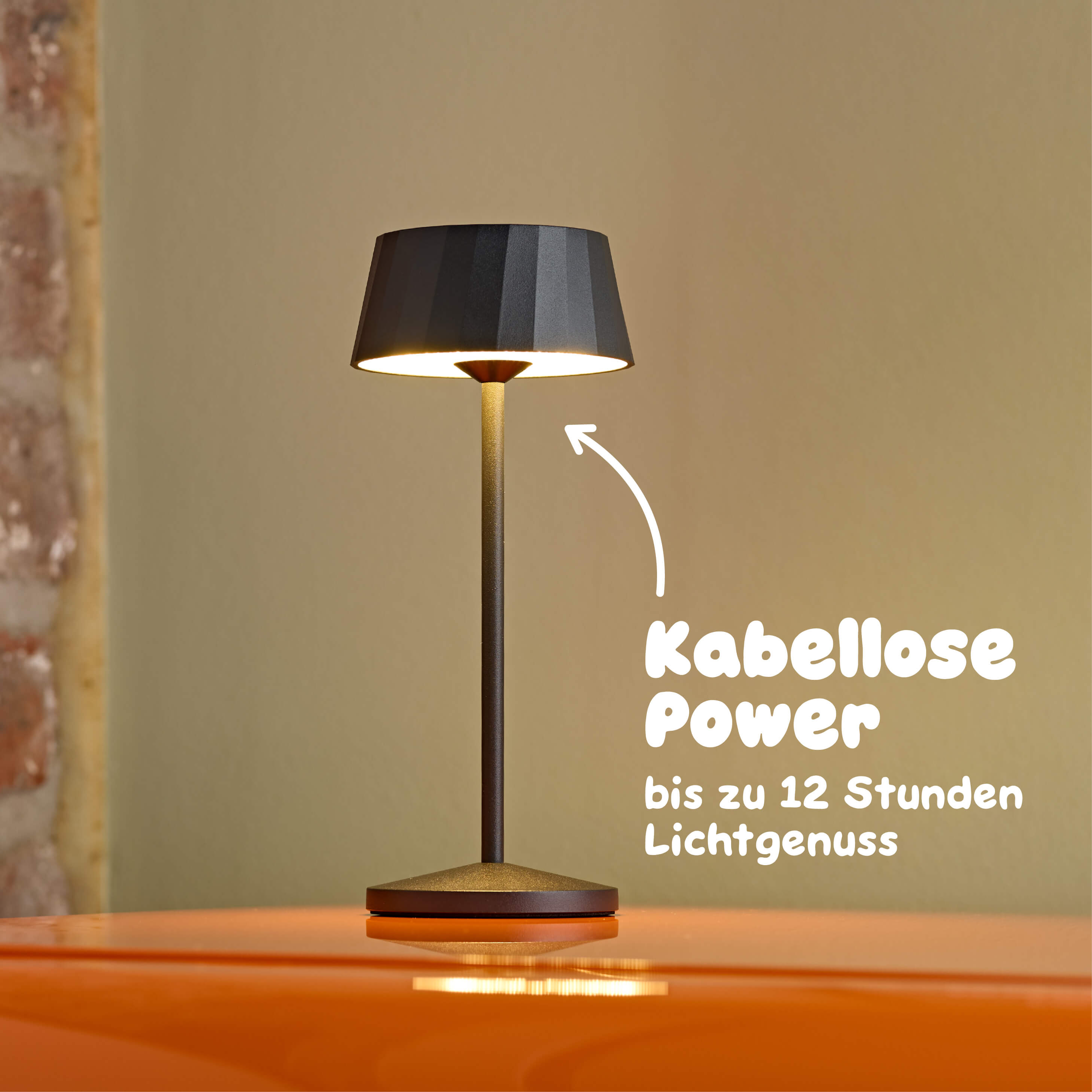 Sigor Facetta Akku-Tischleuchte mit 12 Stunden Laufzeit - kabellose LED-Leuchte dimmbar für Wohnzimmer Garten Terrasse Balkon #Farbe_Nachtschwarz