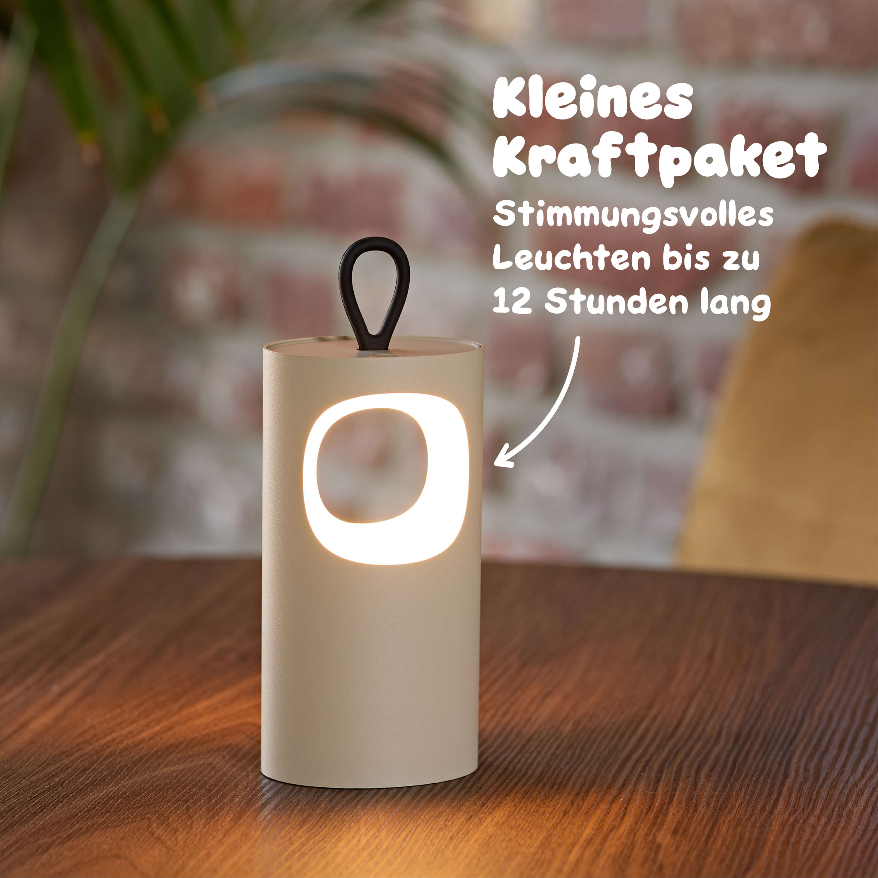 Die Sigor Lunari Akku-LED-Tischleuchte leuchtet kompakt und kraftvoll bis zu 12 Stunden lang mit stimmungsvollem Licht  #Farbe_Dünenbeige