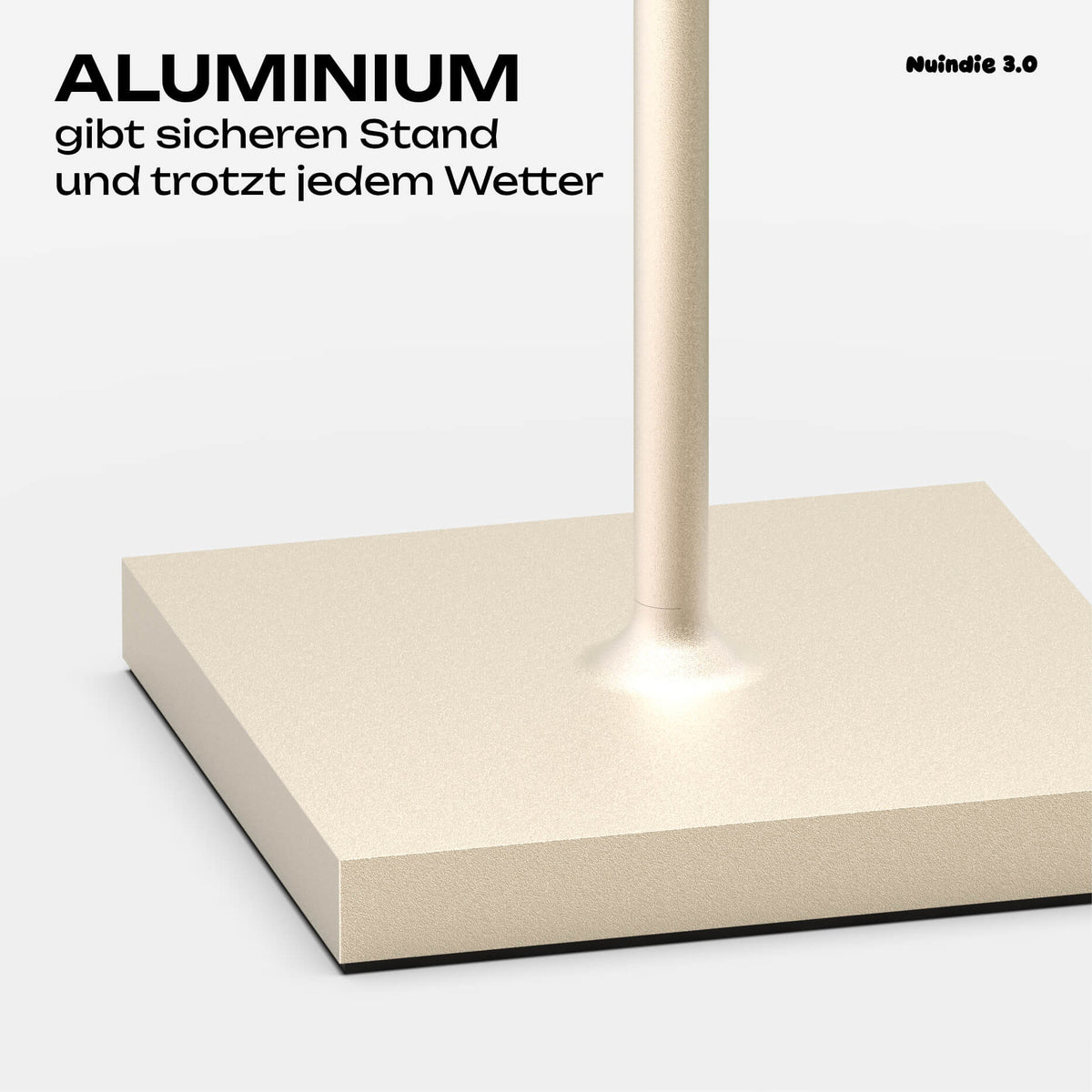 Die Sigor Nuindie 3.0 Akku-Tischleuchte ist aus hochwertigem Aluminium gefertigt in #Farbe_Dünenbeige