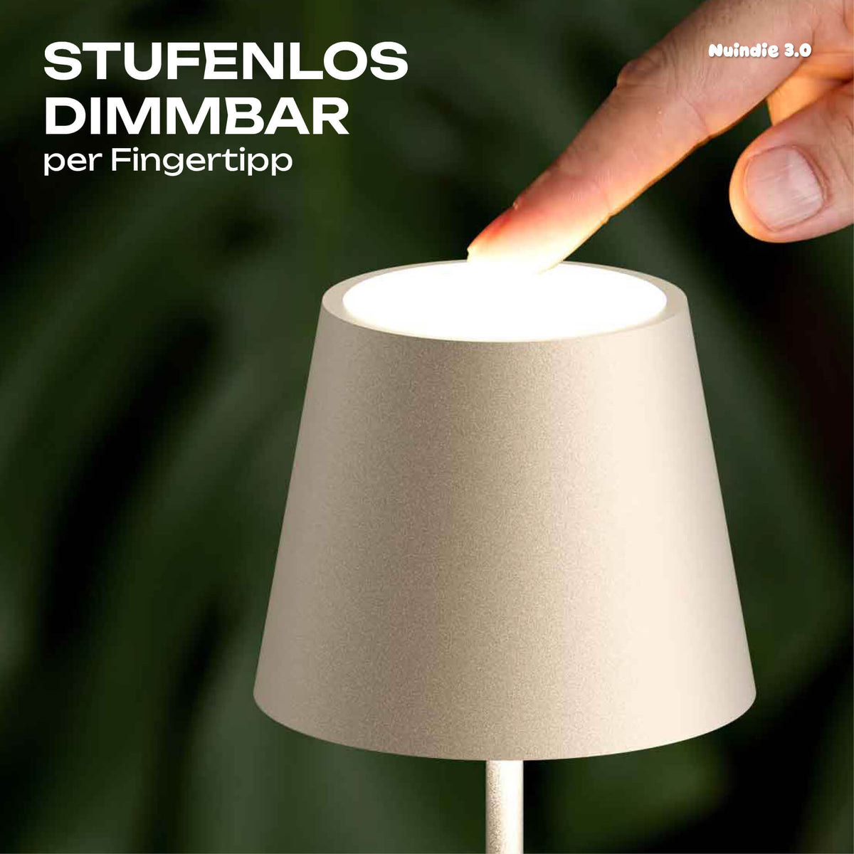 Stufenlos dimmbar: Sigor Nuindie 3.0 Akku-Tischleuchte in #Farbe_Dünenbeige