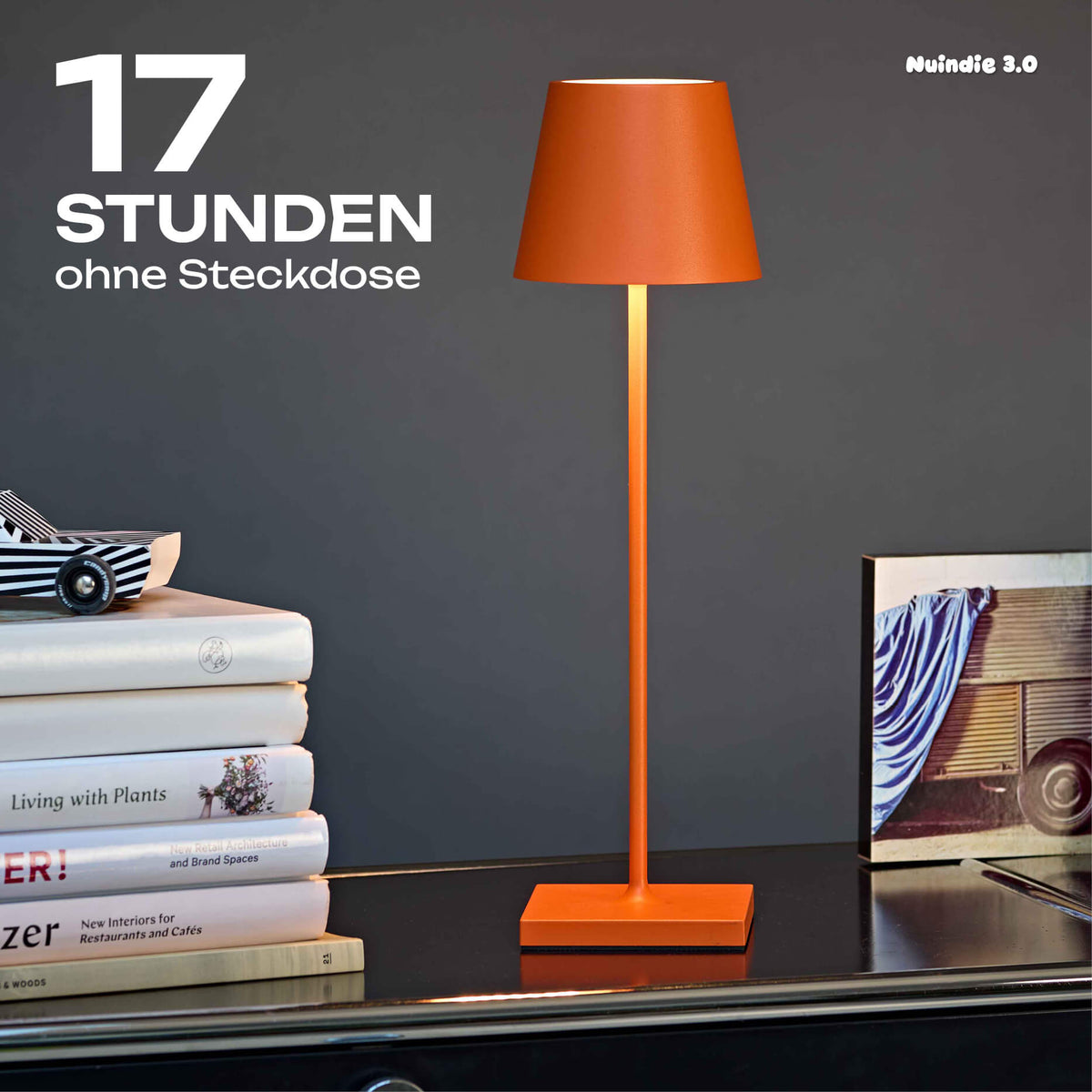 Sigor Nuindie 3.0 Akku-Tischleuchte mit 17 Stunden Akku-Laufzeit in #Farbe_Glutorange
