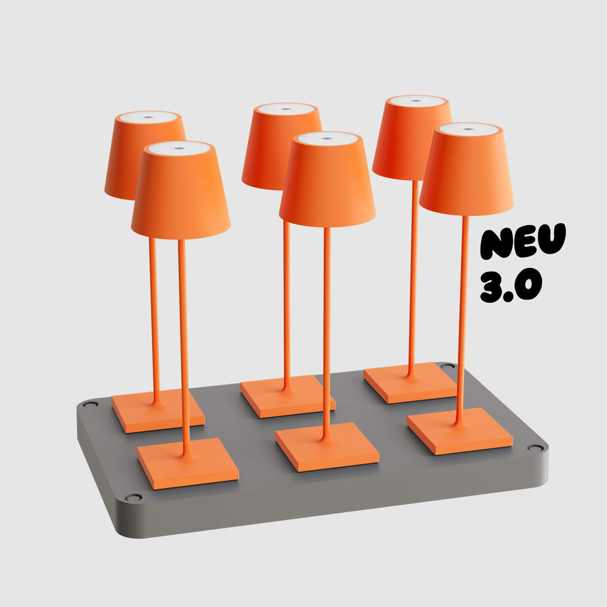Sigor Nuindie 3.0 Akku-Tischleuchte als 6er-Set mit Ladestation in #Farbe_Glutorange