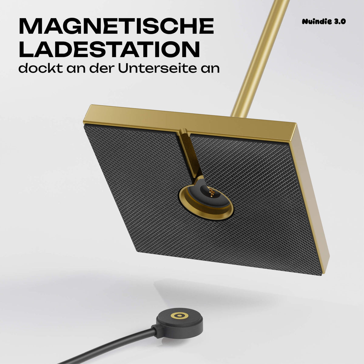 Einfach zu laden: Sigor Nuindie 3.0 Akku-Tischleuchte mit dem magnetischen Ladestecker in #Farbe_Goldfarben