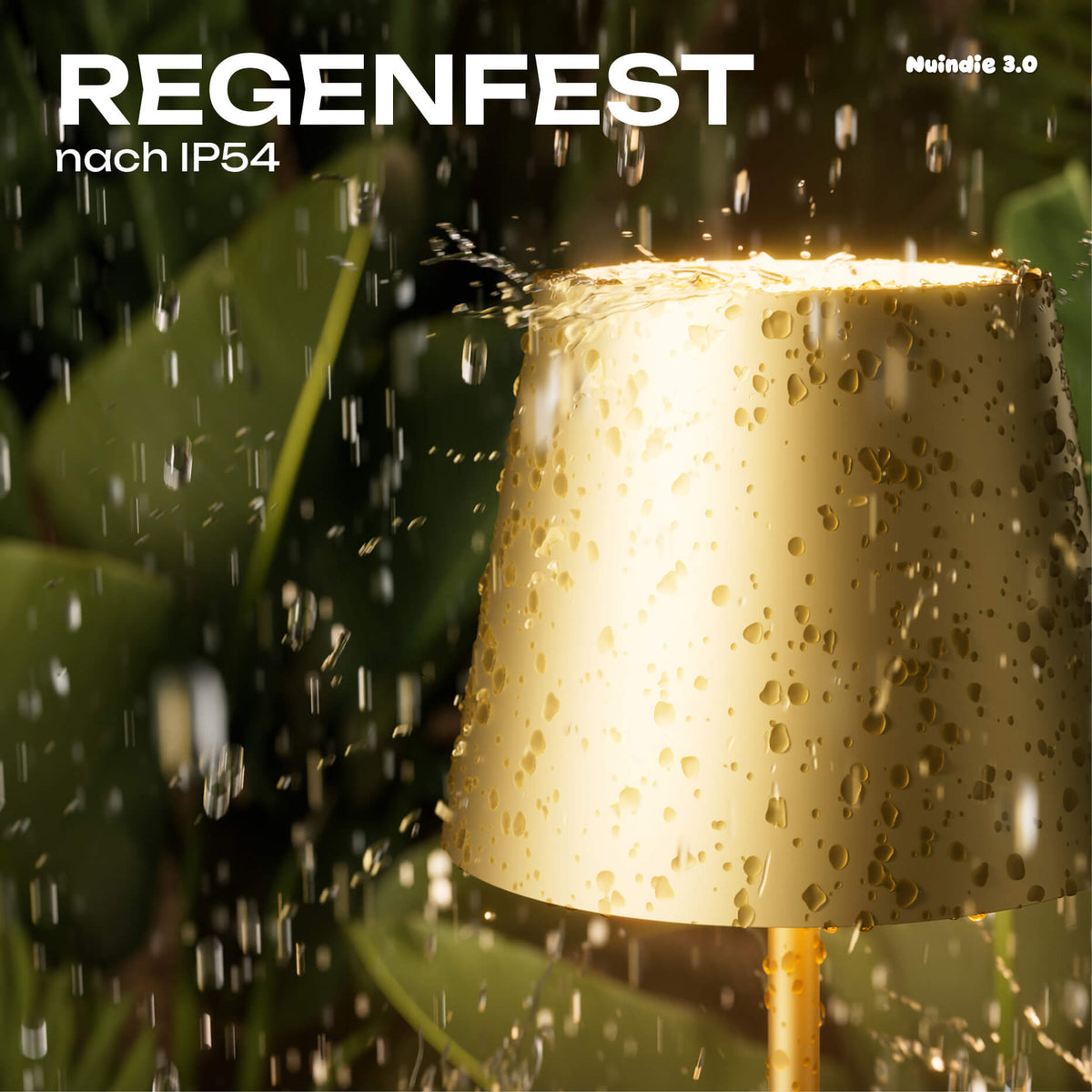 Regenfest: Sigor Nuindie 3.0 Akku-Tischleuchte in #Farbe_Goldfarben