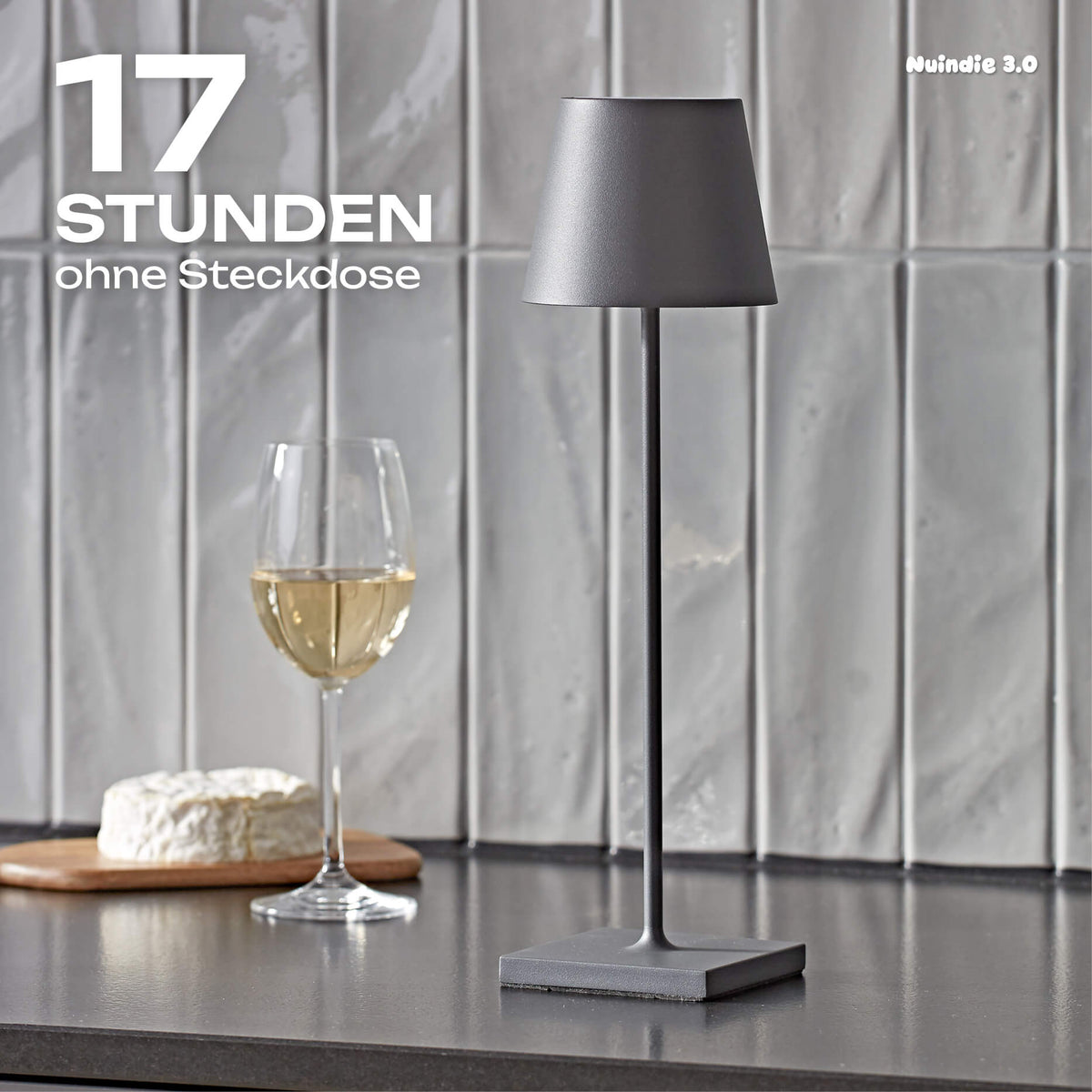 17 Stunden Licht: Sigor Nuindie 3.0 Akku-Tischleuchte in #Farbe_Graphitgrau