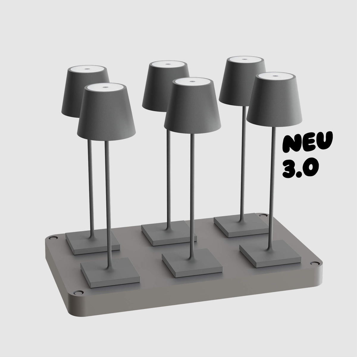 Sigor Nuindie 3.0 Akku-Tischleuchte im 6er-Set mit Ladestation in #Farbe_Graphitgrau