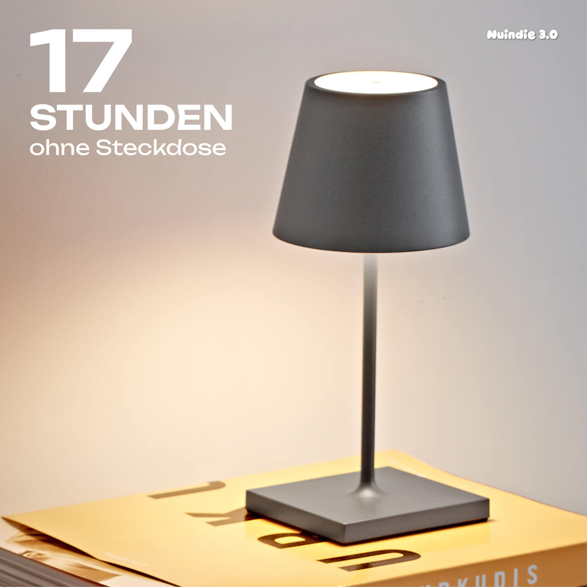 17 Stunden Licht: Sigor Nuindie 3.0 Mini Akku-Tischleuchte in #Farbe_Graphitgrau