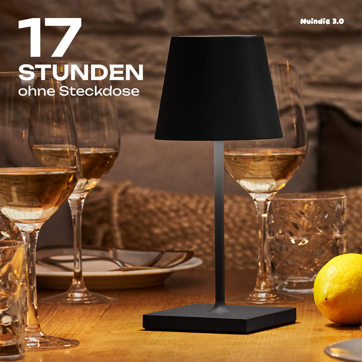 17 Stunden Licht: Sigor Nuindie 3.0 Mini Akku-Tischleuchte in #Farbe_Nachtschwarz
