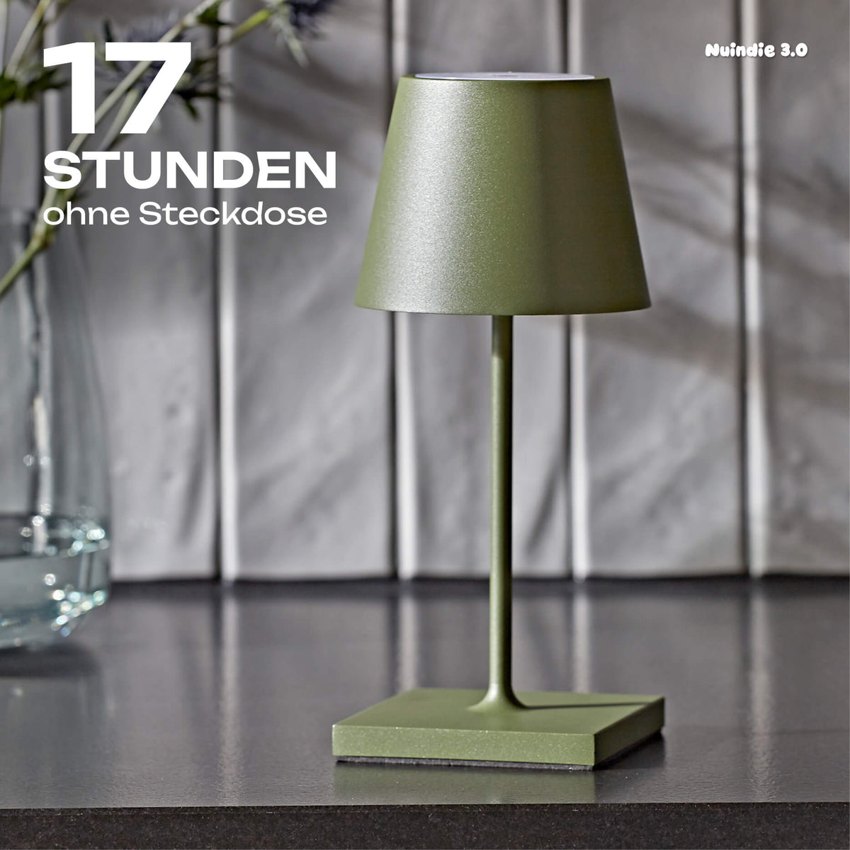 17 Stunden Akku-Laufzeit: Sigor Nuindie 3.0 Mini Akku-Tischleuchte in #Farbe_Tannengrün