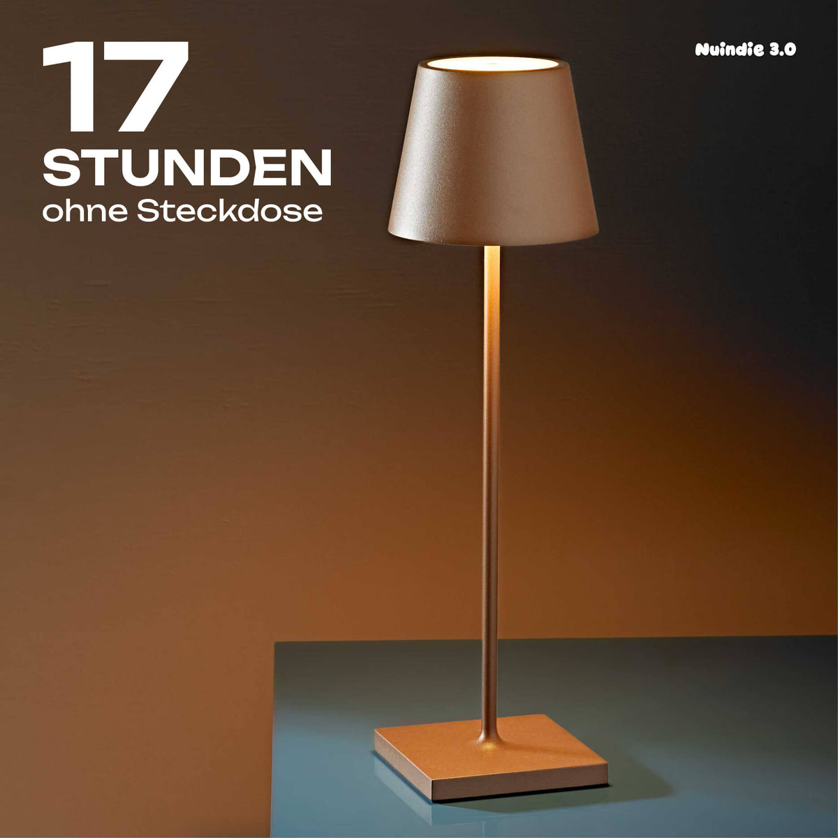 17 Stunden Licht: Sigor Nuindie 3.0 Akku-Tischleuchte in #Farbe_Mokkabraun
