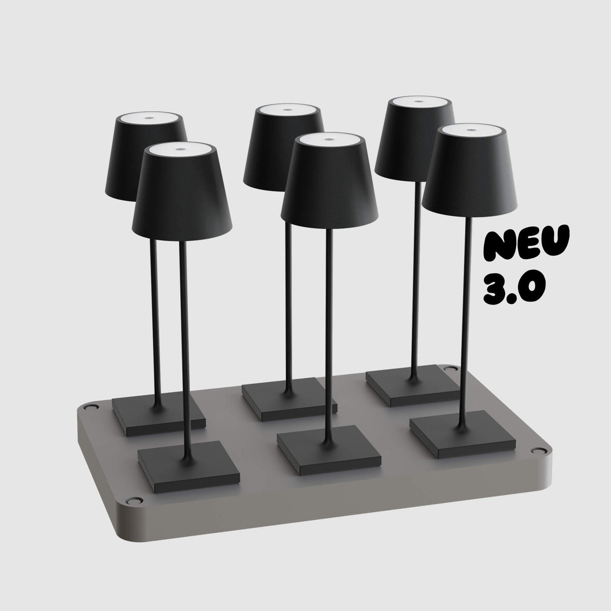 Sigor Nuindie 3.0 Akku-Tischleuchte als 6er-Set mit Ladestation in #Farbe_Nachtschwarz